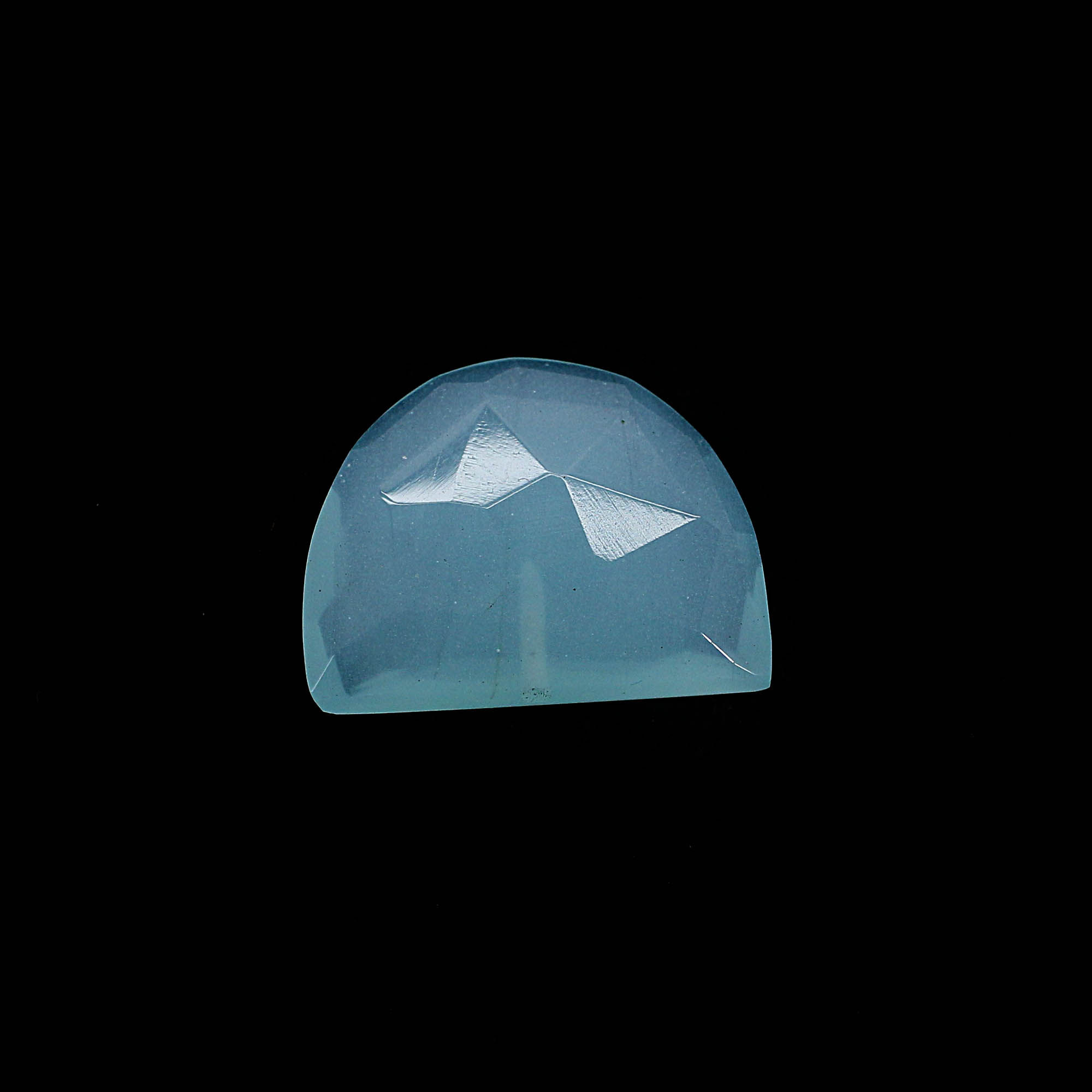 Natural Aqua Chalcedony 24x20mm Half Moon Faceted Cut with Drilled 245 Cts