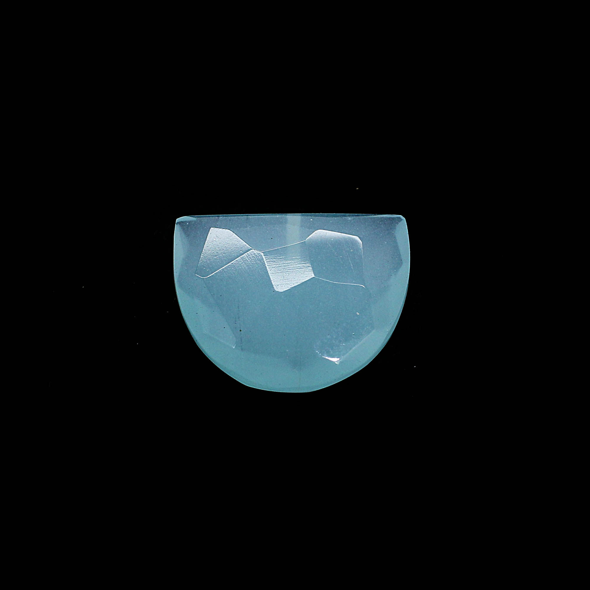 Natural Aqua Chalcedony 24x20mm Half Moon Faceted Cut with Drilled 245 Cts