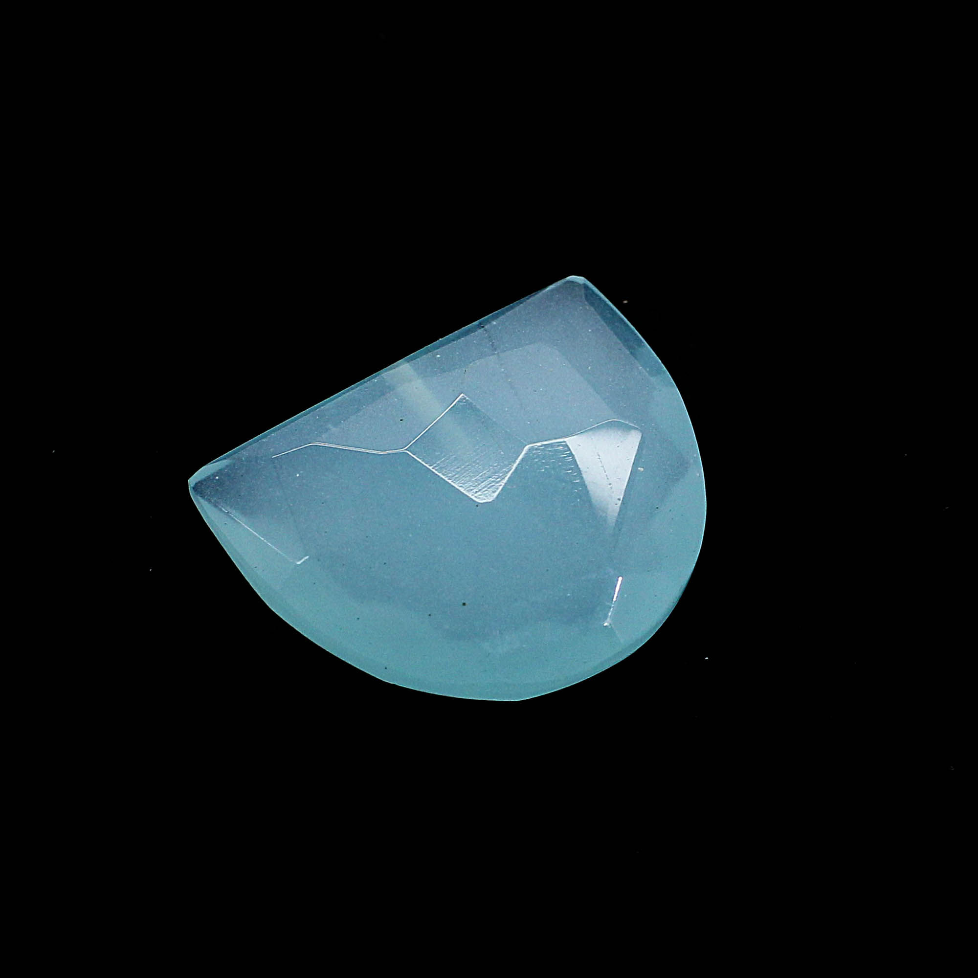 Natural Aqua Chalcedony 24x20mm Half Moon Faceted Cut with Drilled 245 Cts