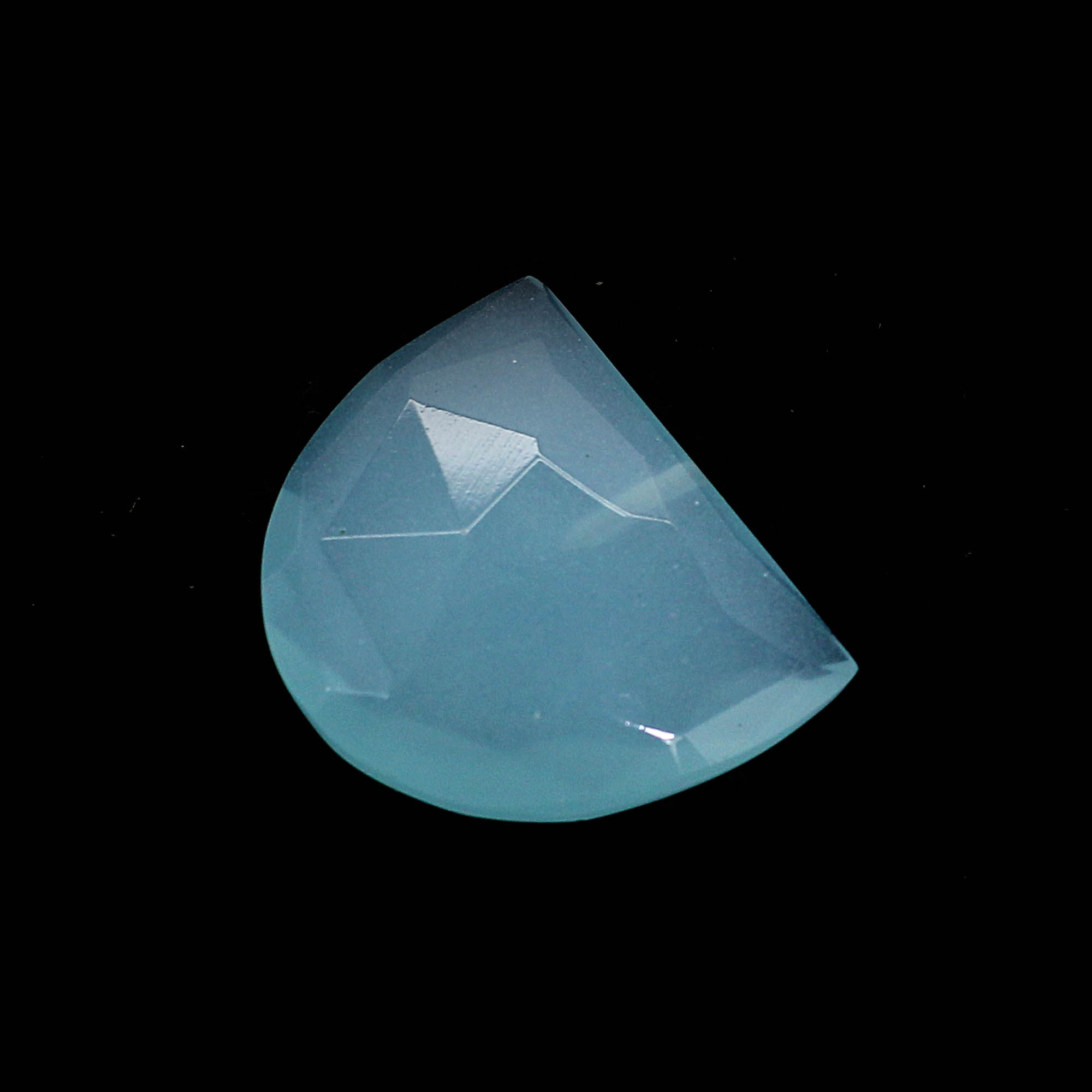 Natural Aqua Chalcedony 24x20mm Half Moon Faceted Cut with Drilled 245 Cts