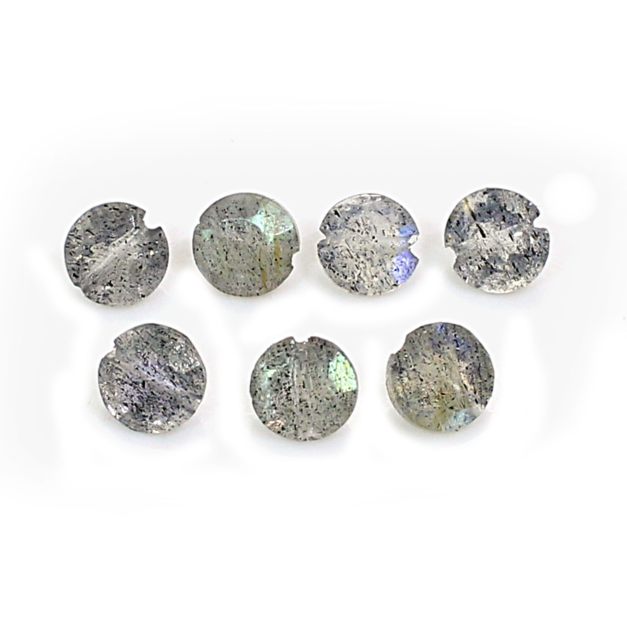 7 Pcs Natural Labradorite 4mm Round Cut with 050mm Drilled 200 Cts