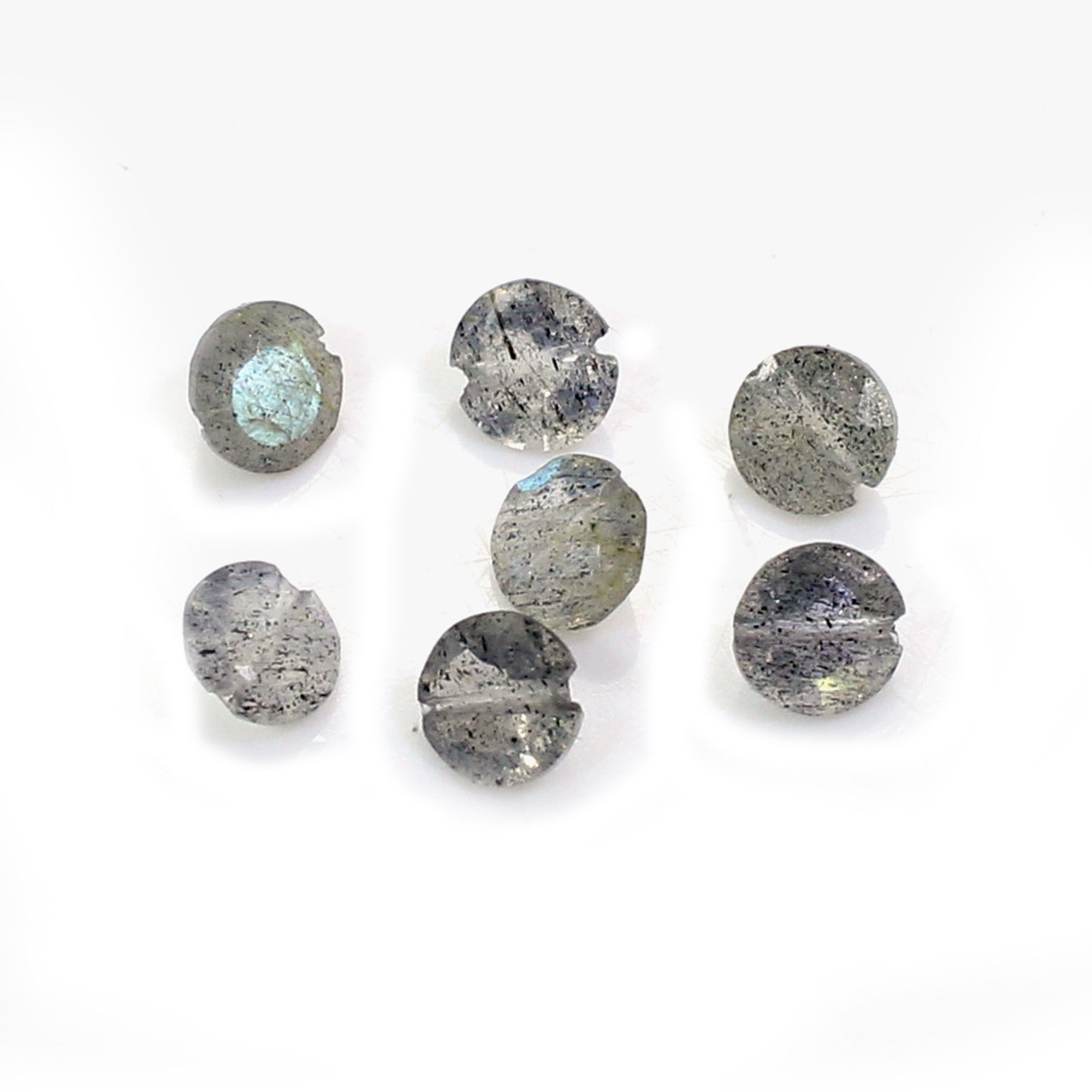 7 Pcs Natural Labradorite 4mm Round Cut with 050mm Drilled 200 Cts