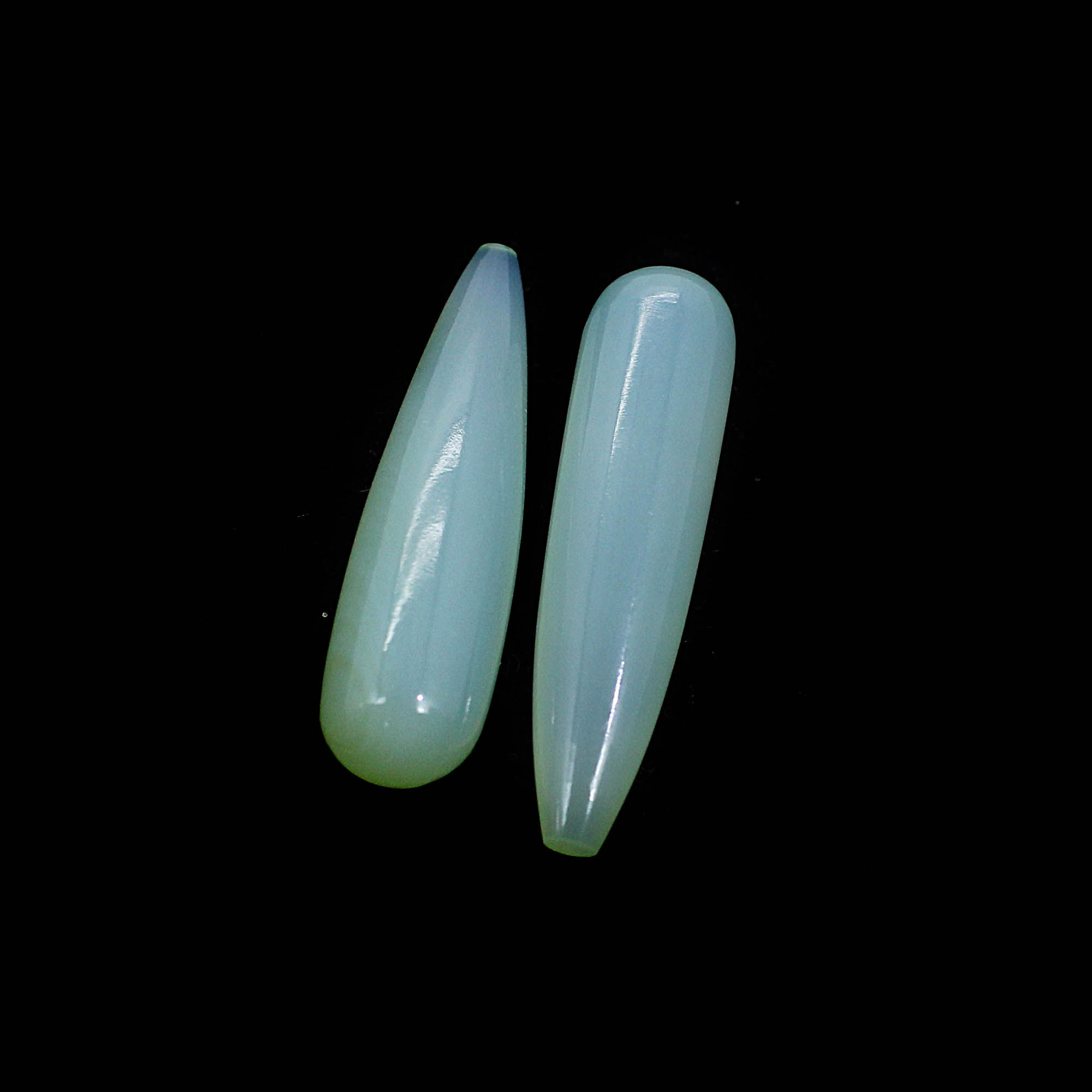 Natural Aqua Chalcedony 26x7mm Drop Smooth 1080 Cts