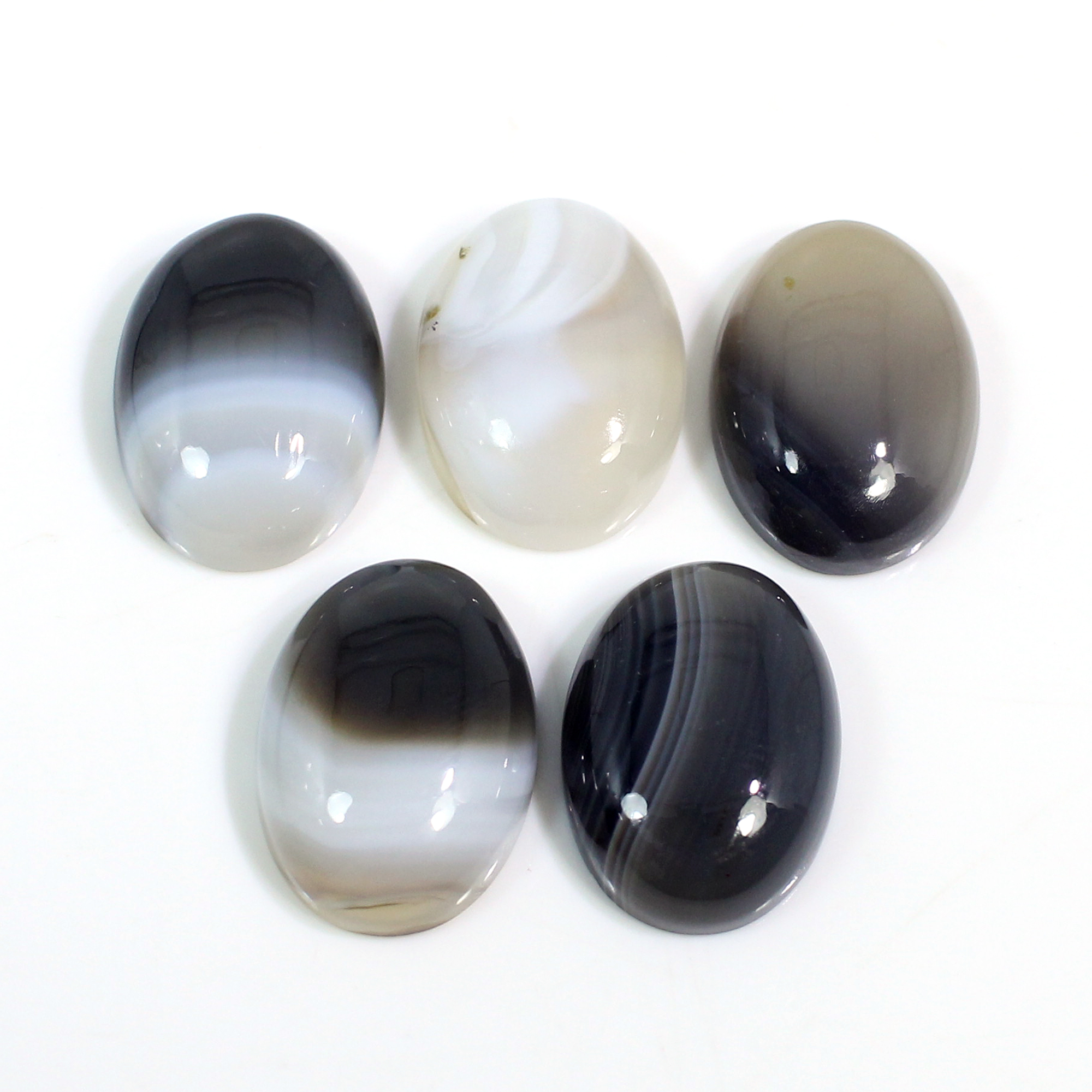 5 Pcs Natural Black Sard Onyx 18x13mm Oval Cabochon 60 Cts