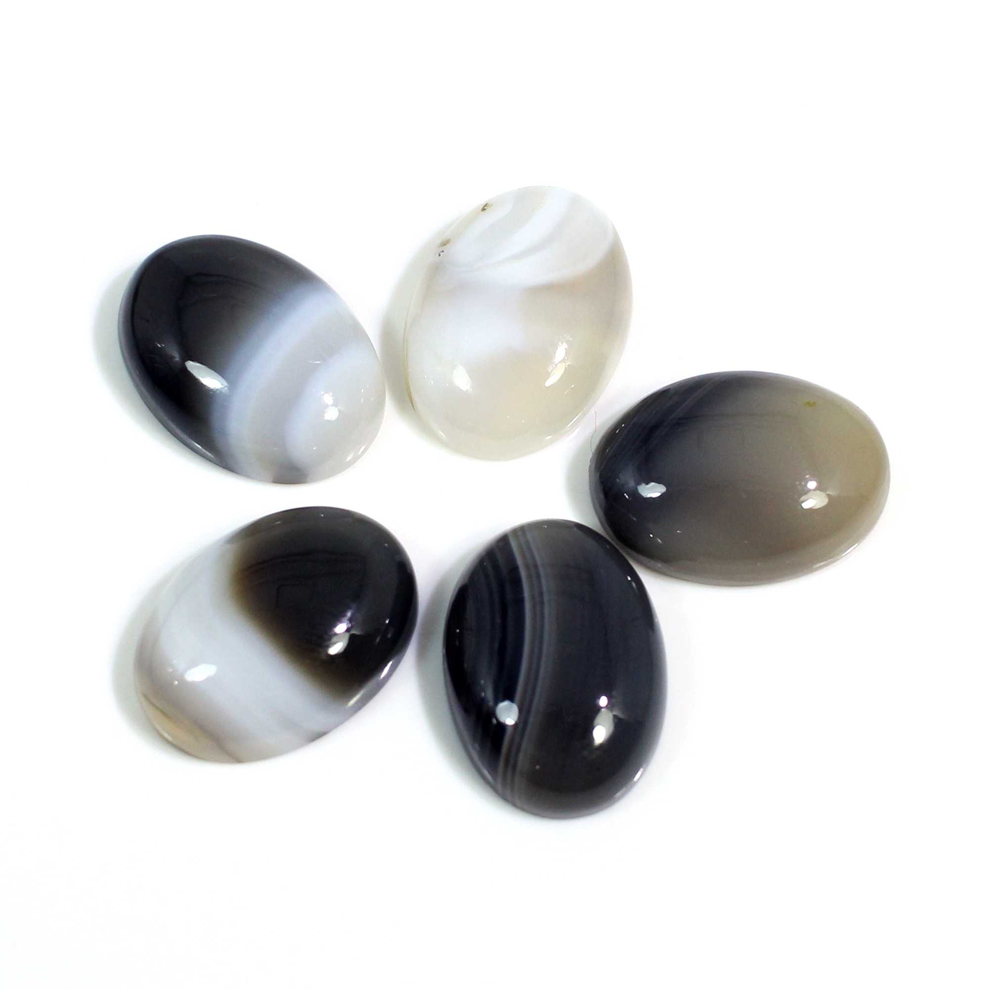 5 Pcs Natural Black Sard Onyx 18x13mm Oval Cabochon 60 Cts
