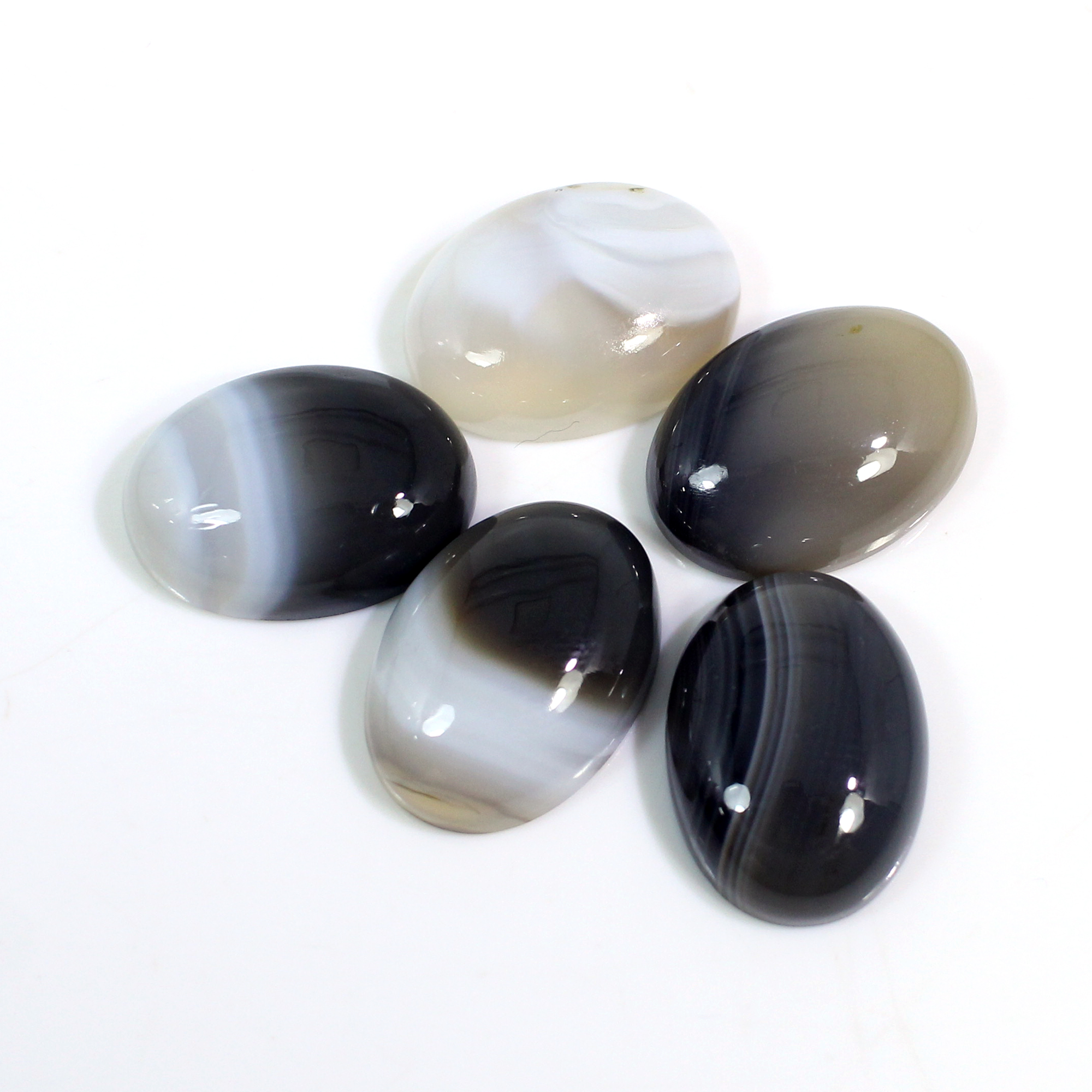 5 Pcs Natural Black Sard Onyx 18x13mm Oval Cabochon 60 Cts