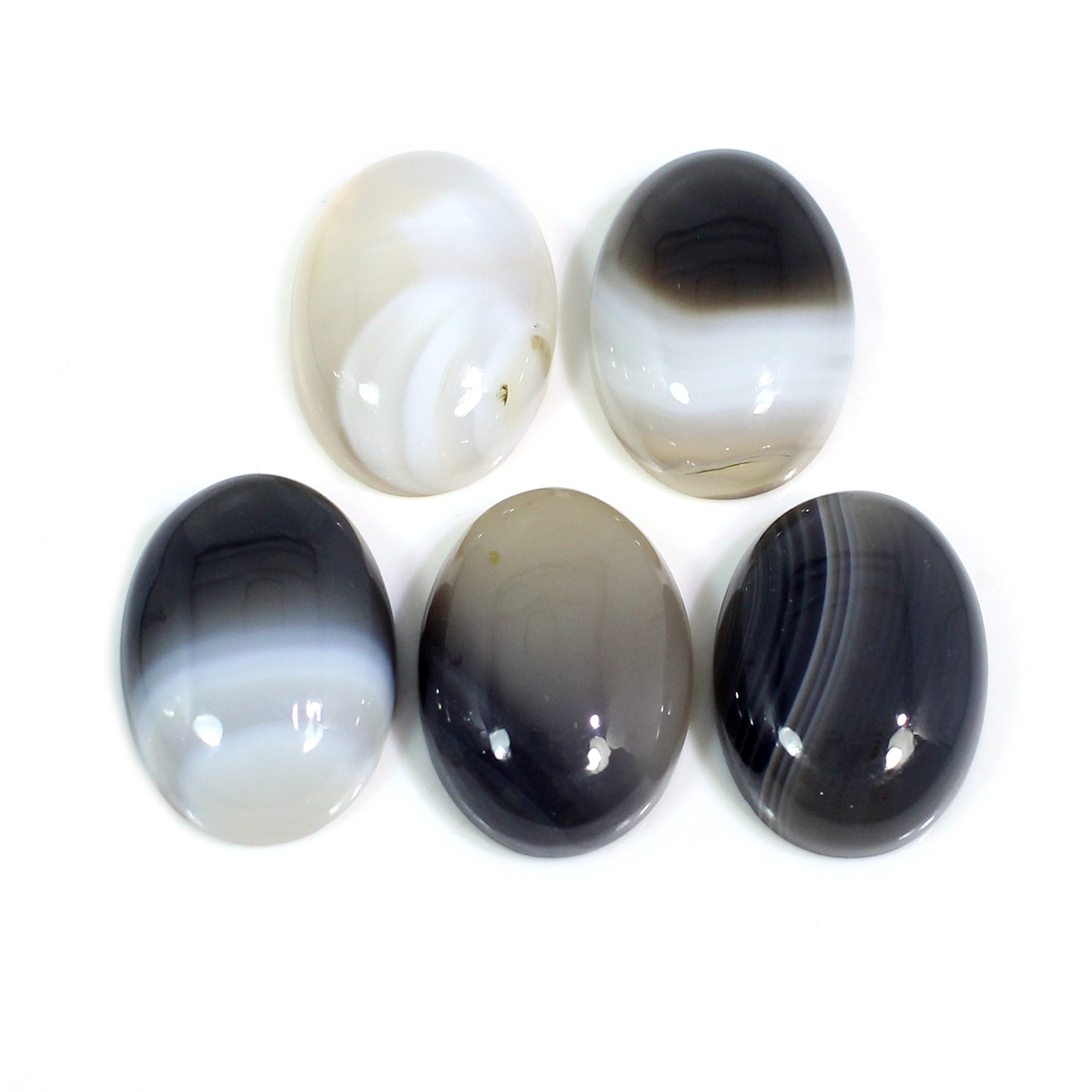 5 Pcs Natural Black Sard Onyx 18x13mm Oval Cabochon 60 Cts