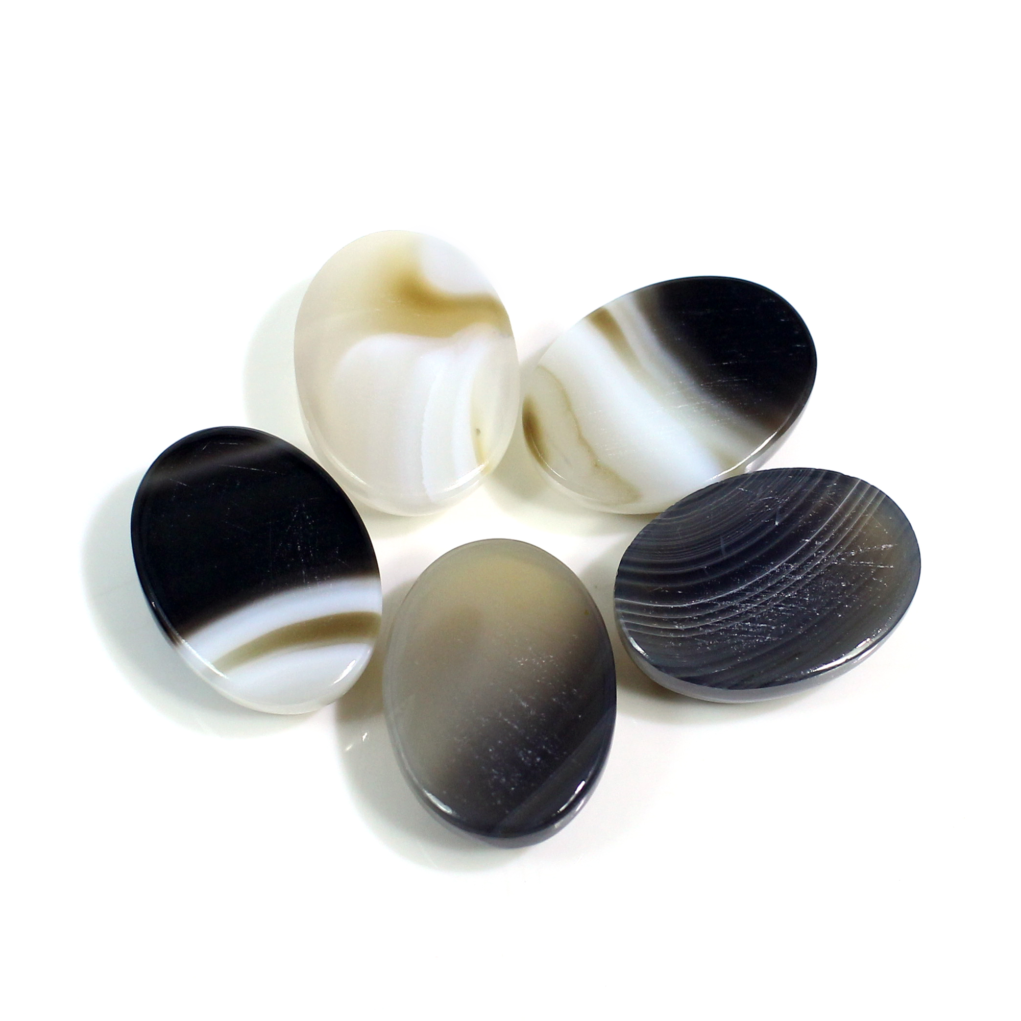 5 Pcs Natural Black Sard Onyx 18x13mm Oval Cabochon 60 Cts