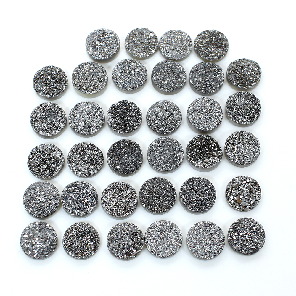 Platinum Druzy 8mm Round Cabochon Gemstone