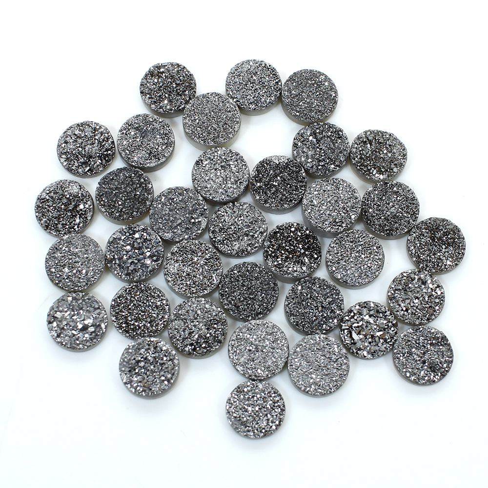 Platinum Druzy 8mm Round Cabochon Gemstone