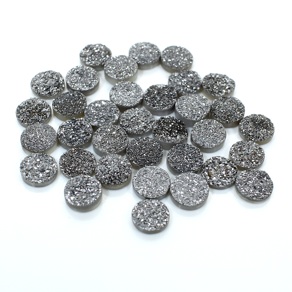 Platinum Druzy 8mm Round Cabochon Gemstone