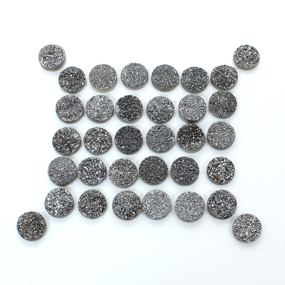 Platinum Druzy 8mm Round Cabochon Gemstone