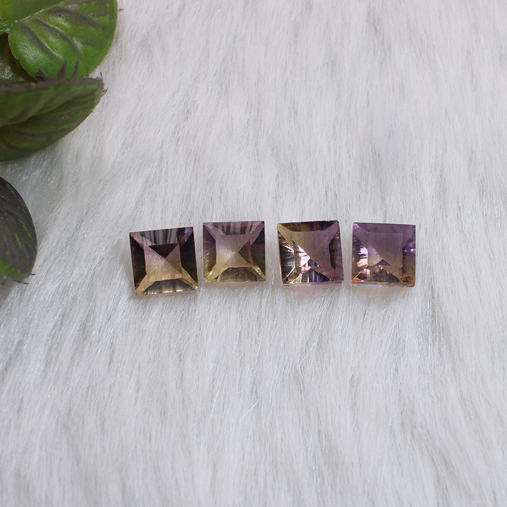 4 Pcs Bio Color Doublet Glass 10x10mm Square Concave Cut 21 Cts