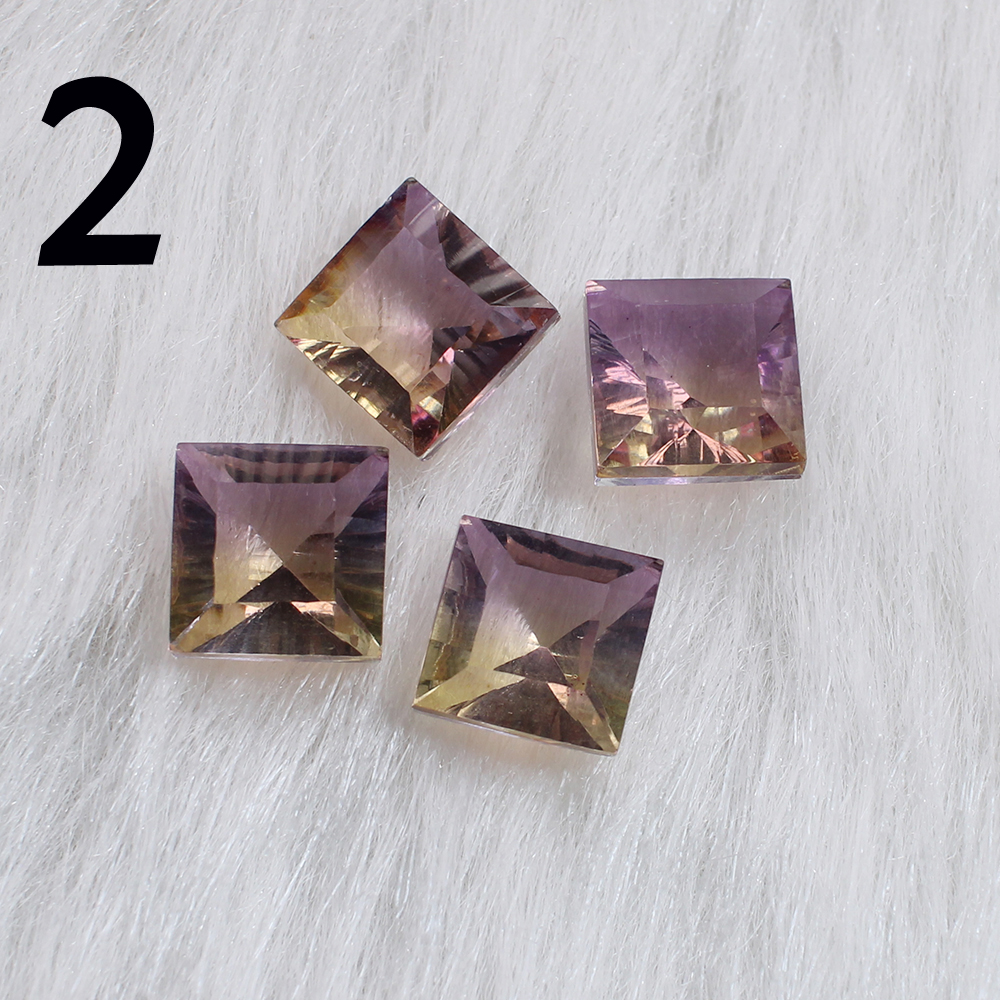 4 Pcs Bio Color Doublet Glass 10x10mm Square Concave Cut 21 Cts