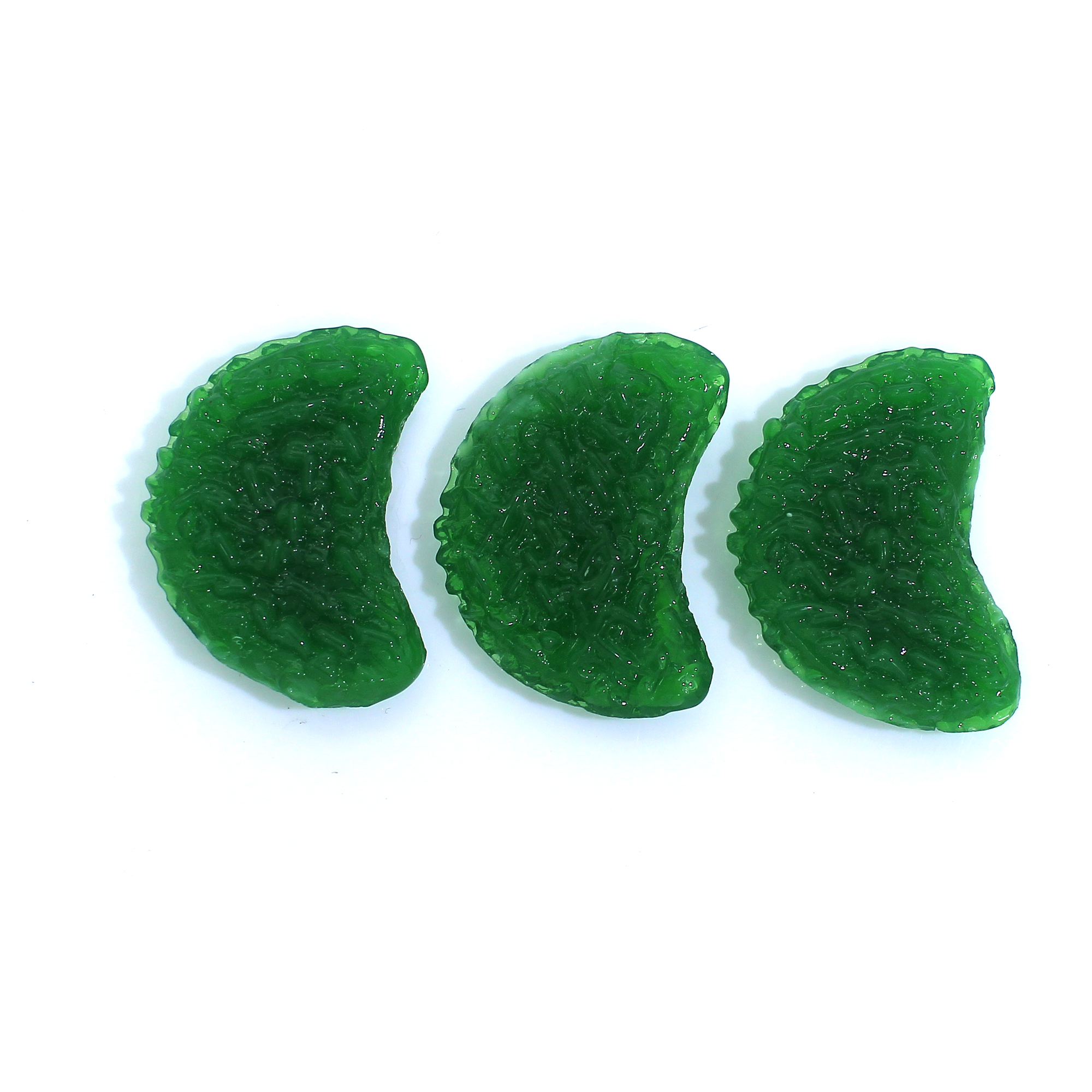 3 Pcs Green Moldavite 31x21mm Half Moon 14 Gram