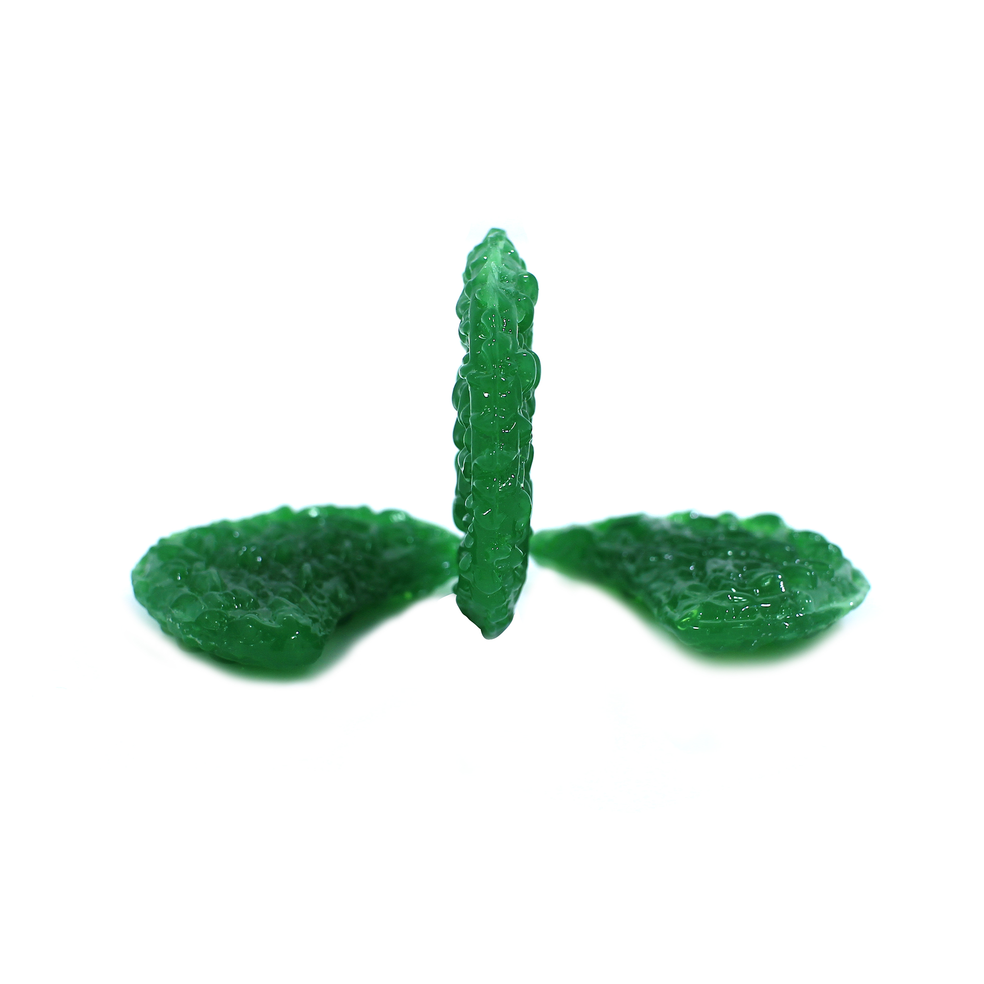 3 Pcs Green Moldavite 31x21mm Half Moon 14 Gram