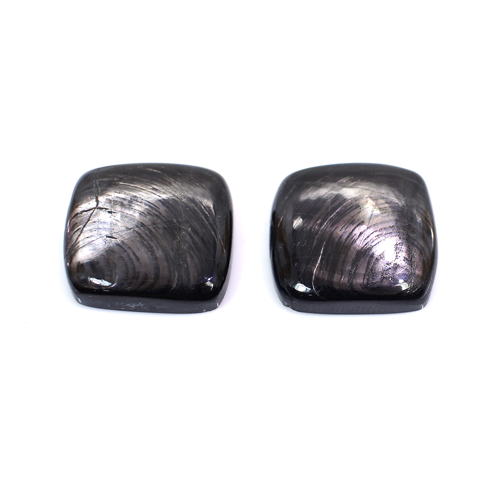 1 Pairs Natural Hypersthene Spectrolite 14x14mm Cushion Cabochon 2190 Cts