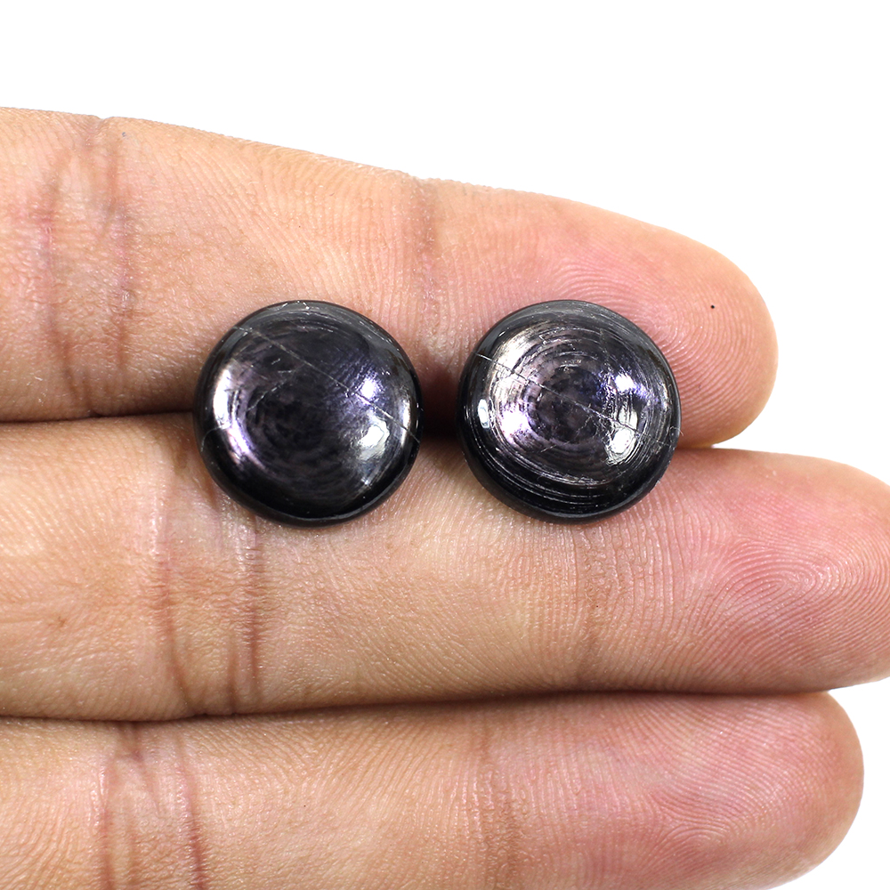 1 Pairs Natural Hypersthene Spectrolite 13mm Round Cabochon 1435 Cts
