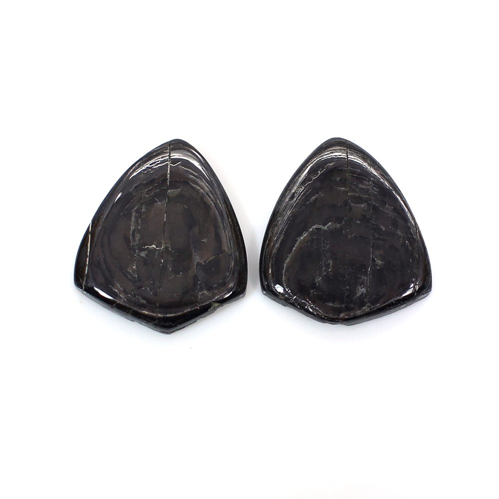 1 Pairs Natural Hypersthene Spectrolite 14x13mm Shield Cabochon 920 Cts