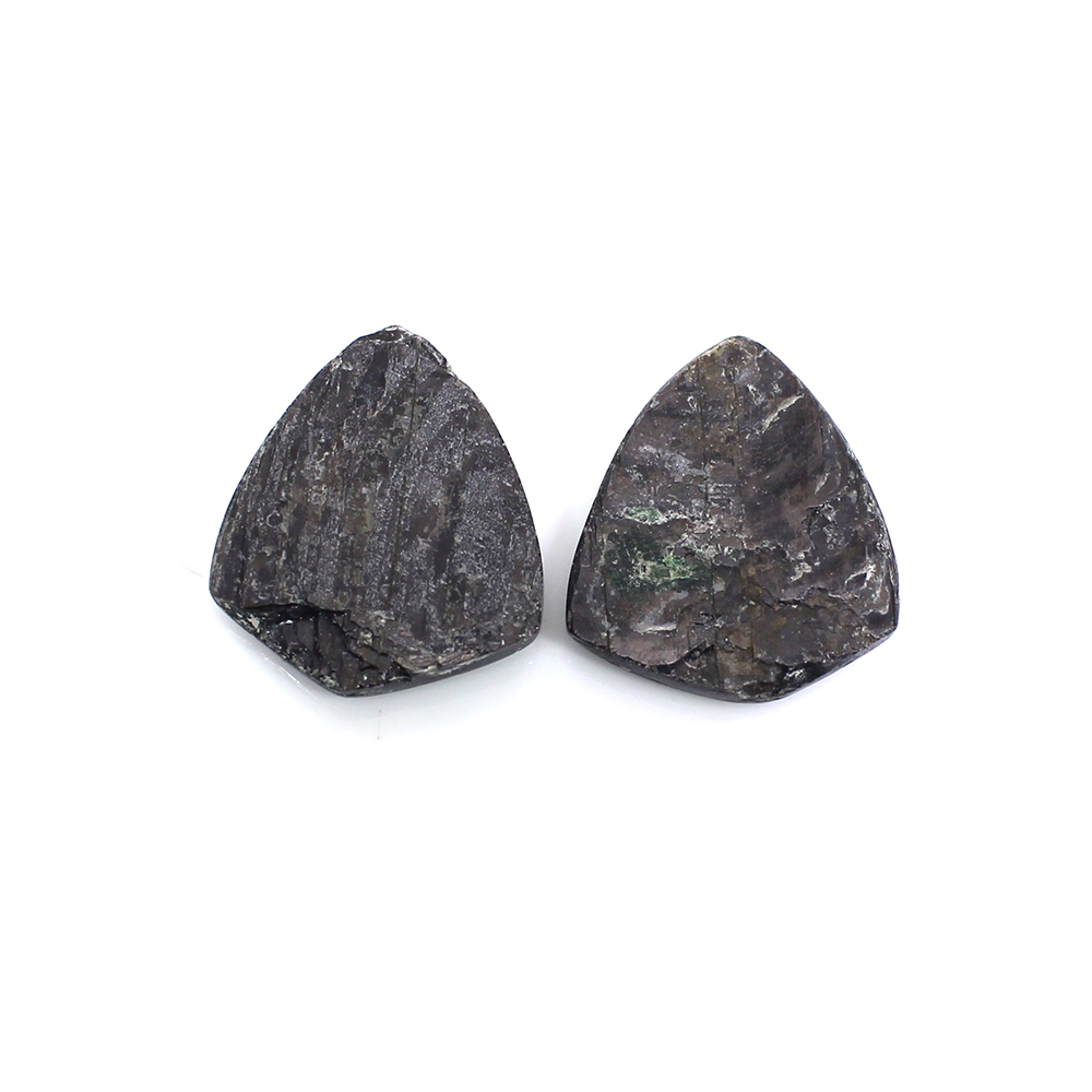 1 Pairs Natural Hypersthene Spectrolite 14x13mm Shield Cabochon 920 Cts