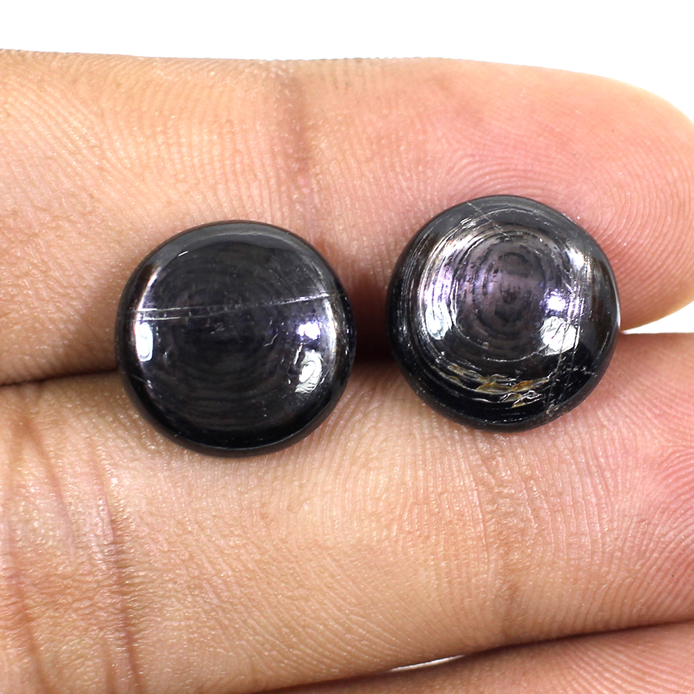 1 Pairs Natural Hypersthene Spectrolite 14mm Round Cabochon 1705 Cts