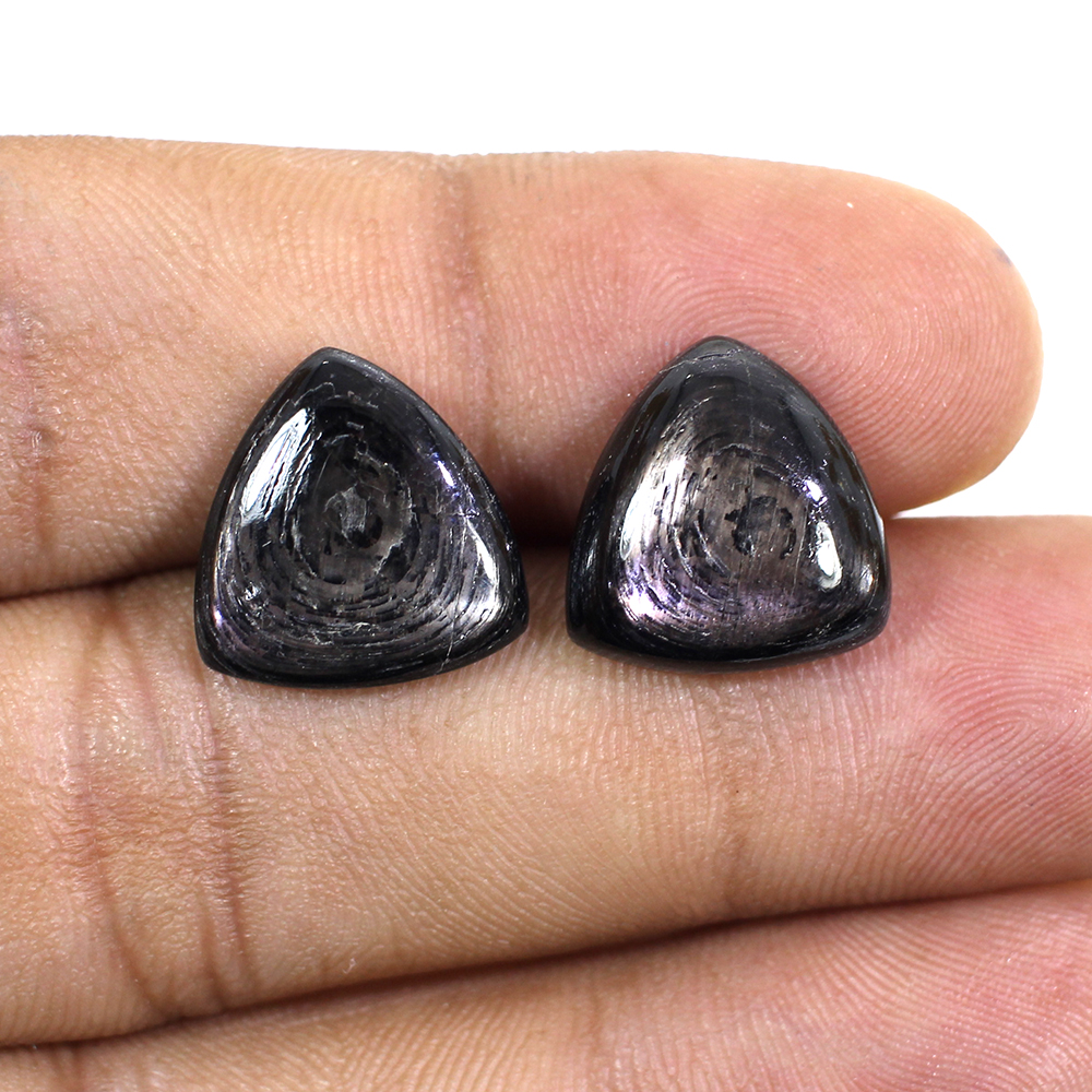 1 Pairs Natural Hypersthene Spectrolite 14x14mm Trillion Cabochon 1410 Cts