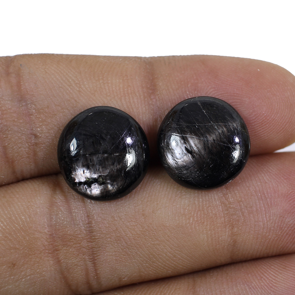 1 Pairs Natural Hypersthene Spectrolite 13mm Round Cabochon 1465 Cts