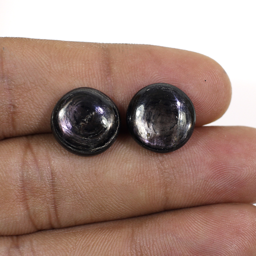 1 Pairs Natural Hypersthene Spectrolite 14mm Round Cabochon 1805 Cts
