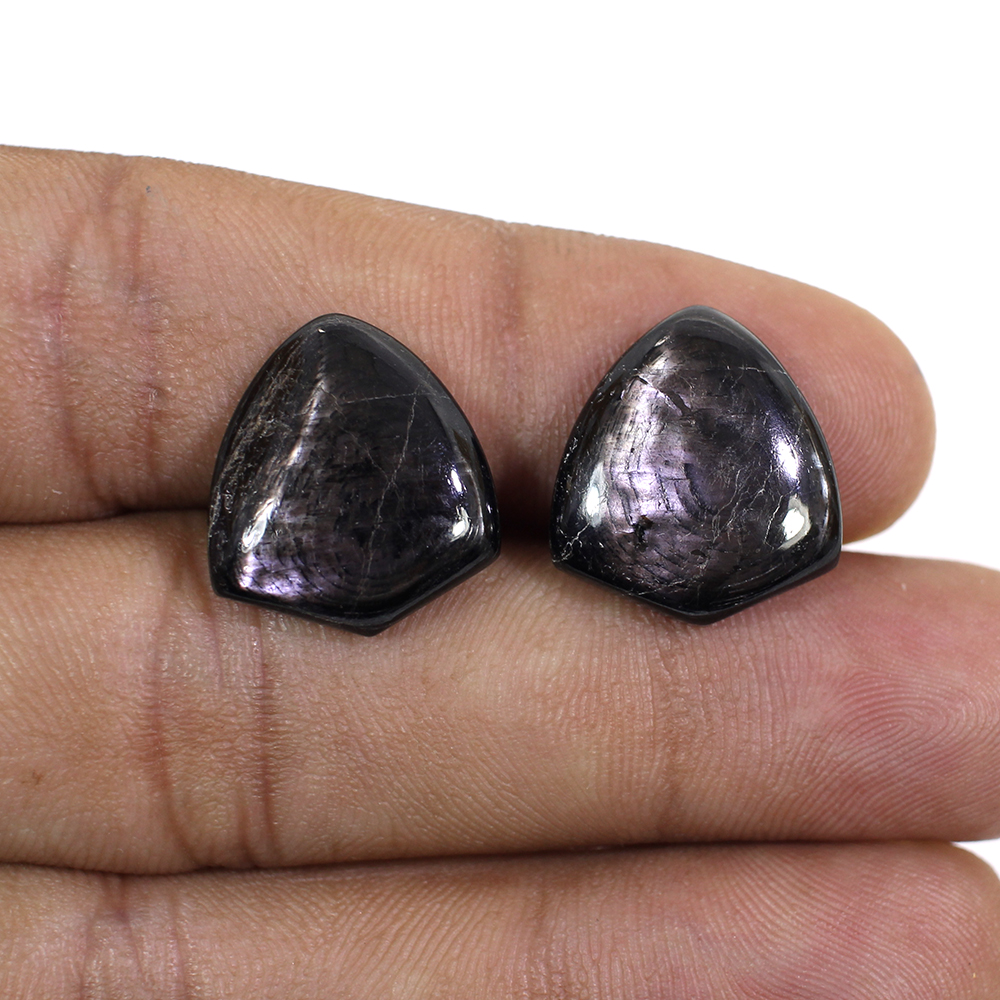 1 Pairs Natural Hypersthene Spectrolite 17x16mm Shield Cabochon 2080 Cts