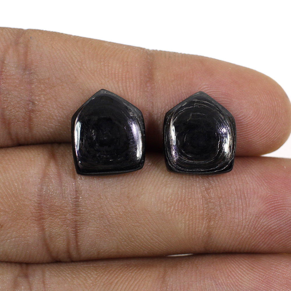 1 Pairs Natural Hypersthene Spectrolite 14x12mm Pentagon Cabochon 1445 Cts