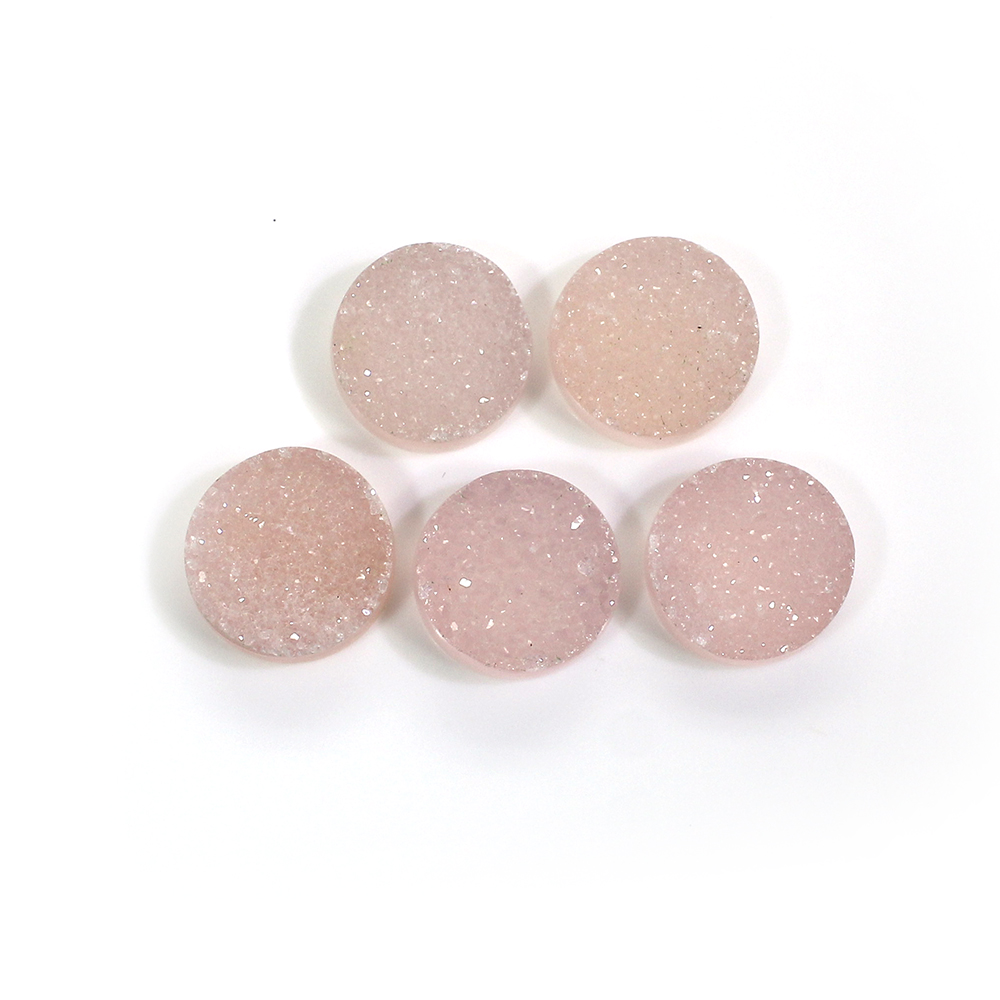 5 Pcs Pink Druzy 10mm Round 1710 Cts