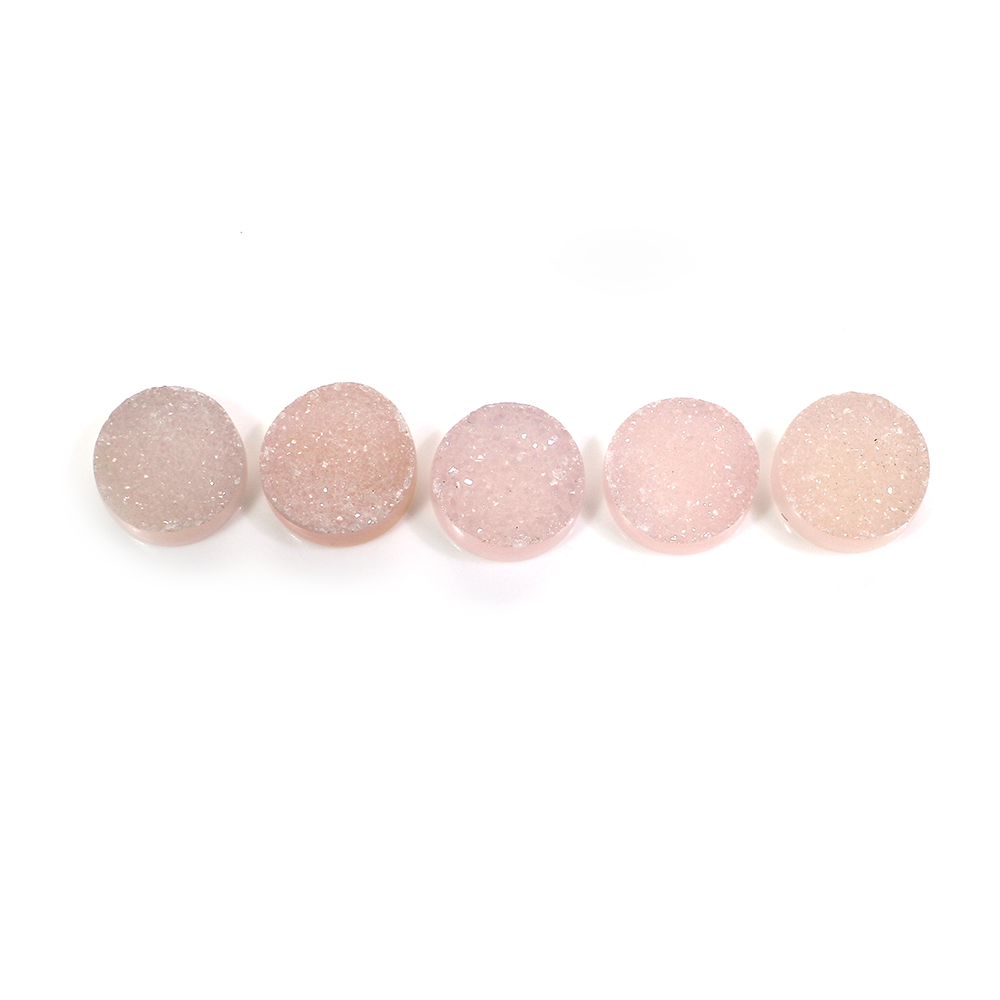 5 Pcs Pink Druzy 10mm Round 1710 Cts