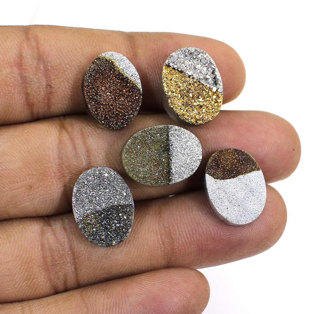 5 Pcs Bio Color Druzy 16x12mm Oval 3885 Cts