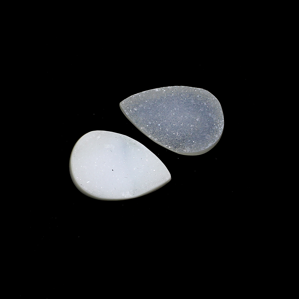 1 Pair White Druzy 18x12mm Pear 1460 Cts
