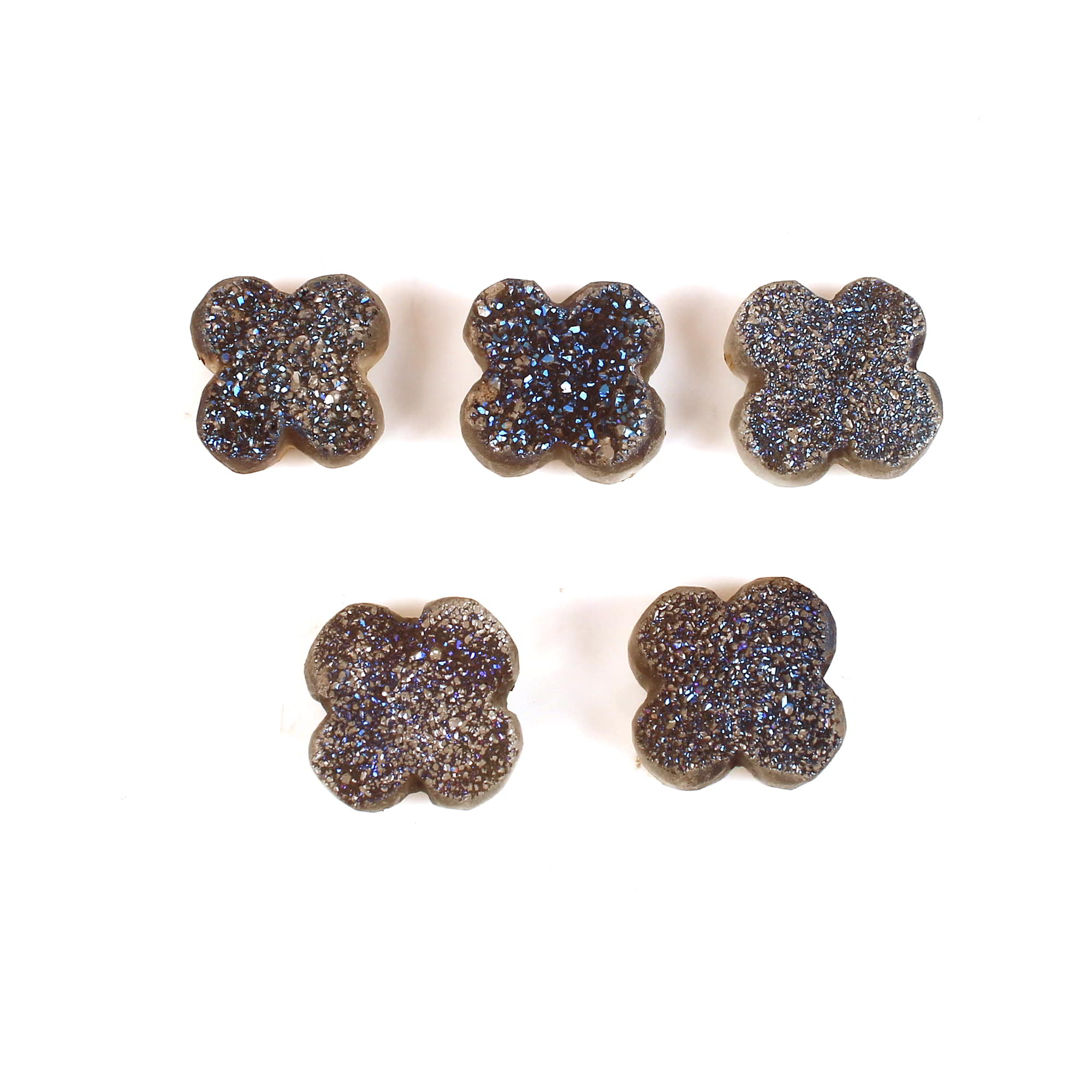 5 Pcs Coated Druzy 11x11mm Clover 2325 Cts