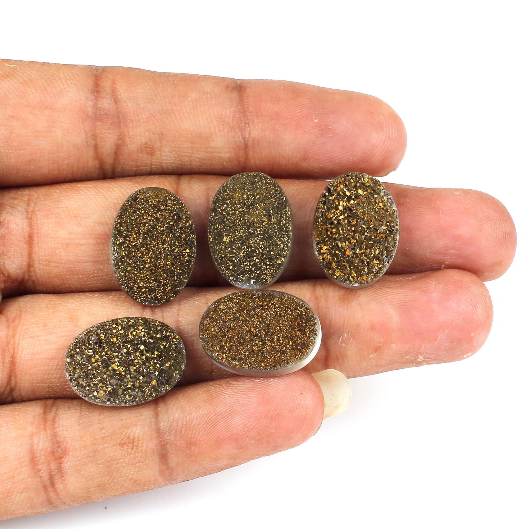 5 Pcs Coated Druzy 18x13mm Oval 40 Cts