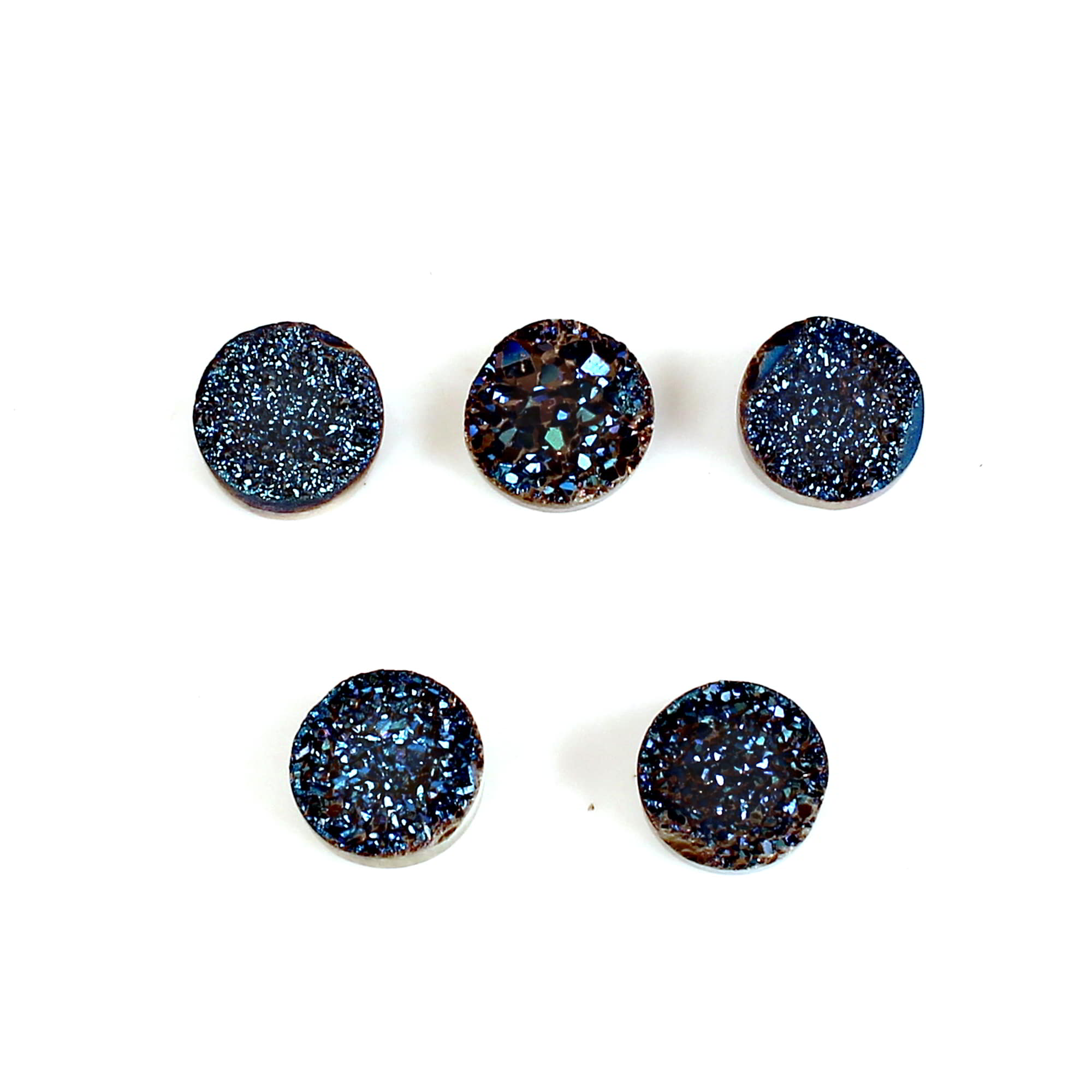 5 Pcs Blue Coated Druzy 6mm Round 415 Cts