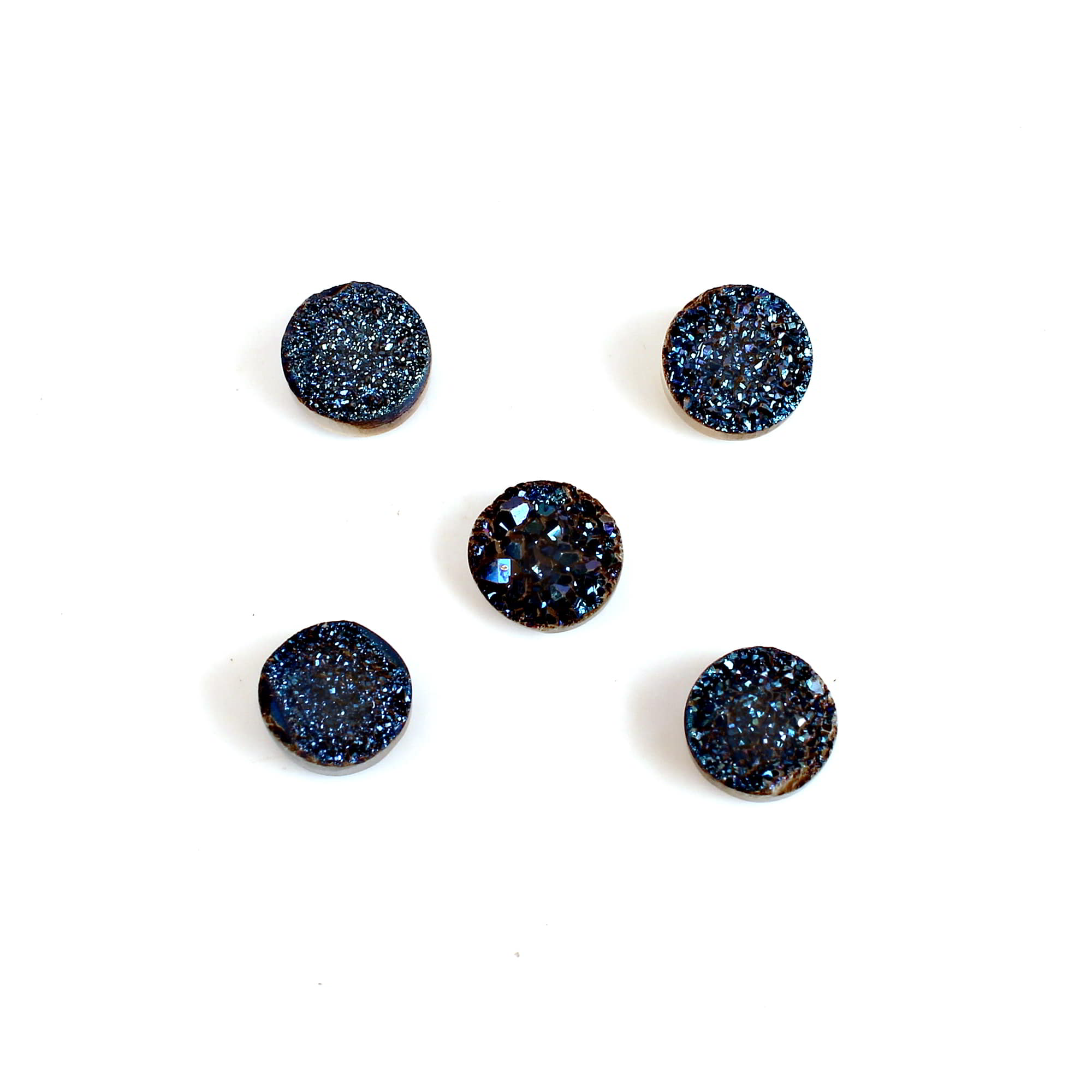 5 Pcs Blue Coated Druzy 6mm Round 415 Cts