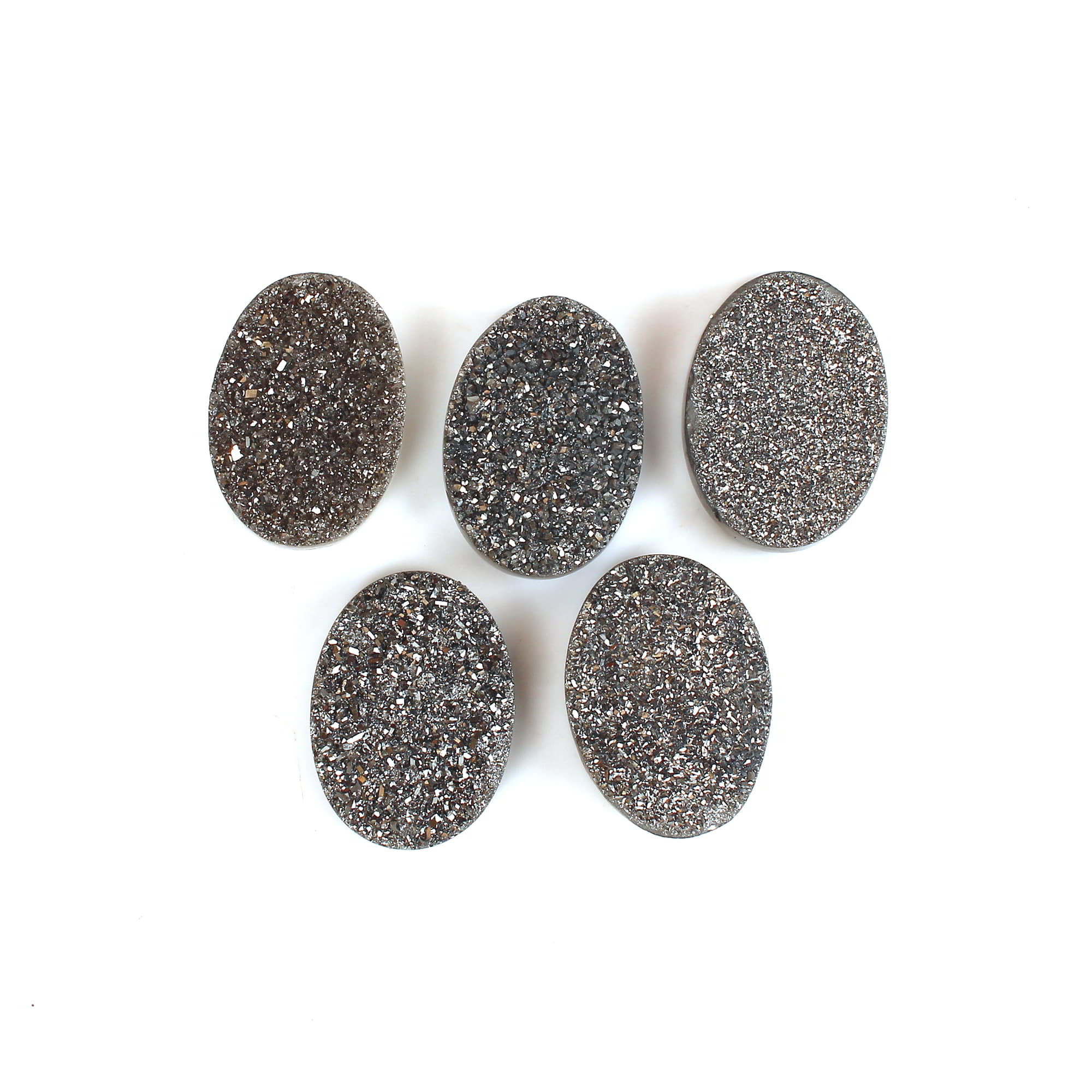 5 Pcs Silver Coated Druzy 18x13mm Oval 5460 Cts