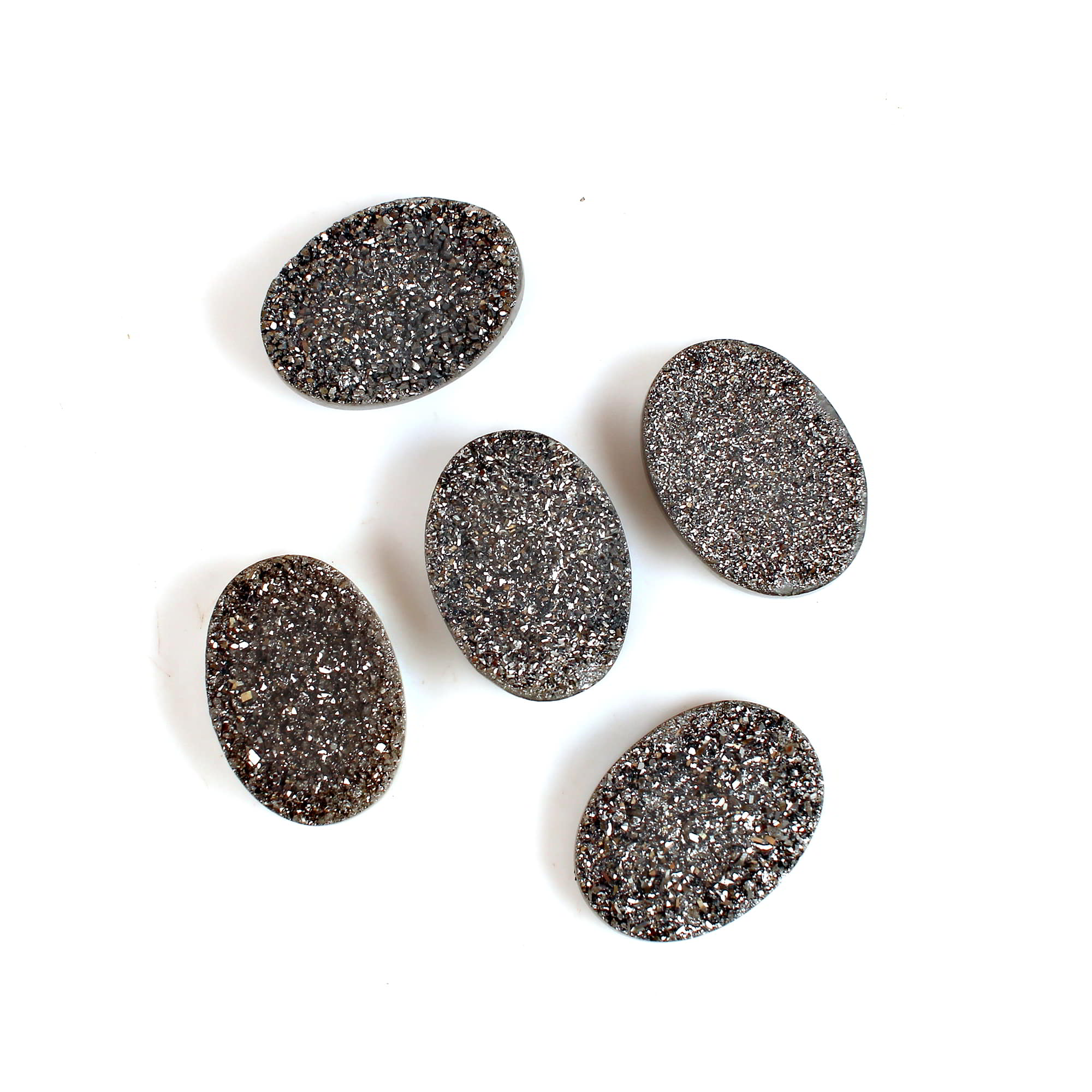 5 Pcs Silver Coated Druzy 18x13mm Oval 5460 Cts