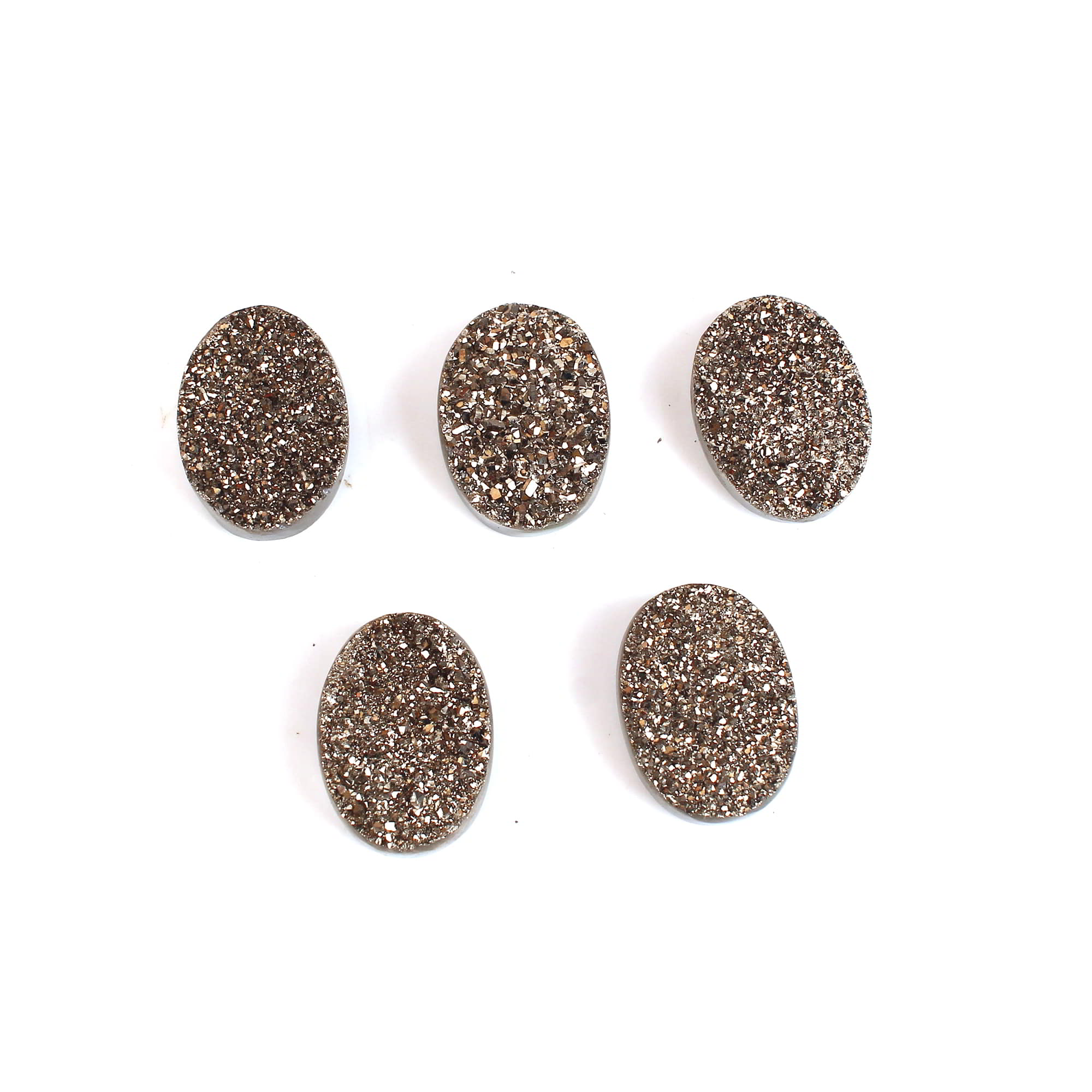 5 Pcs Silver Coated Druzy 18x13mm Oval 4605 Cts