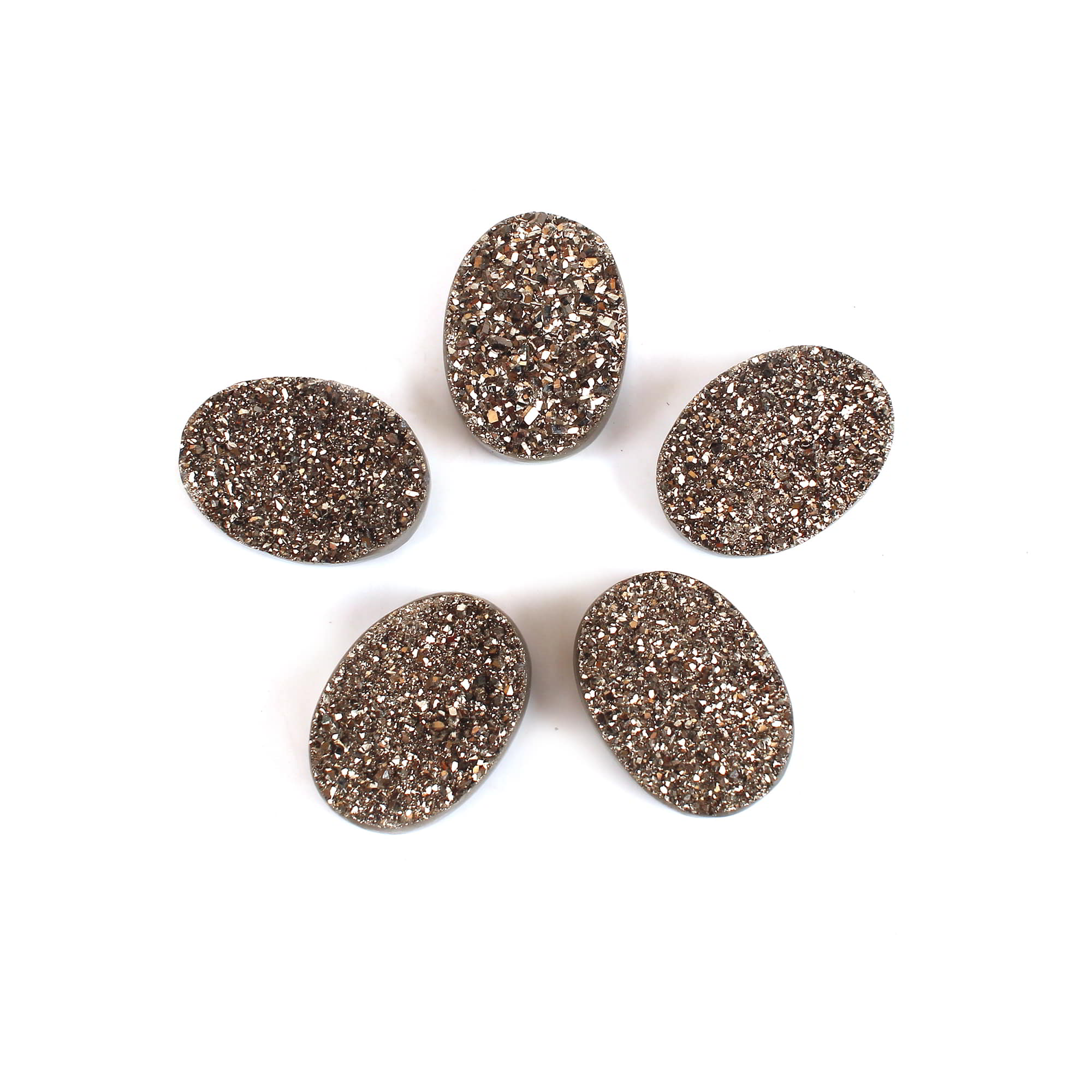 5 Pcs Silver Coated Druzy 18x13mm Oval 4605 Cts