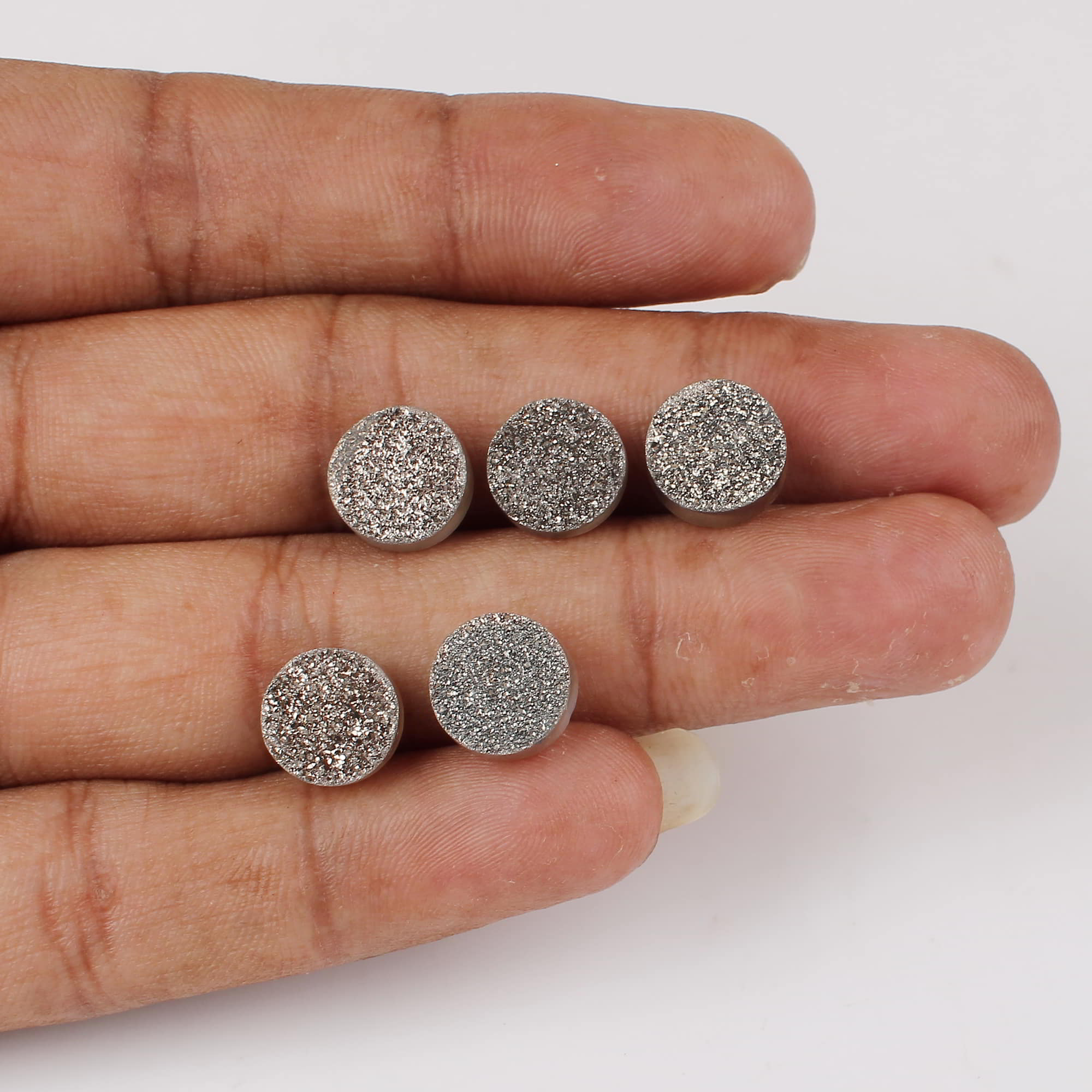 5 Pcs Black Coated Druzy 10mm Round 1730 Cts