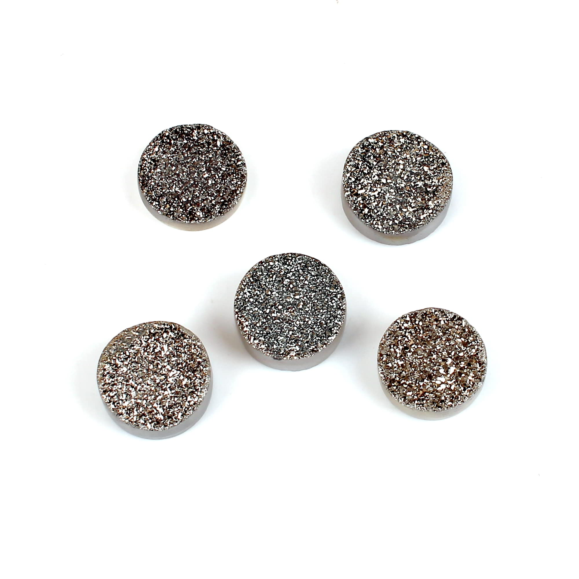 5 Pcs Black Coated Druzy 10mm Round 1730 Cts