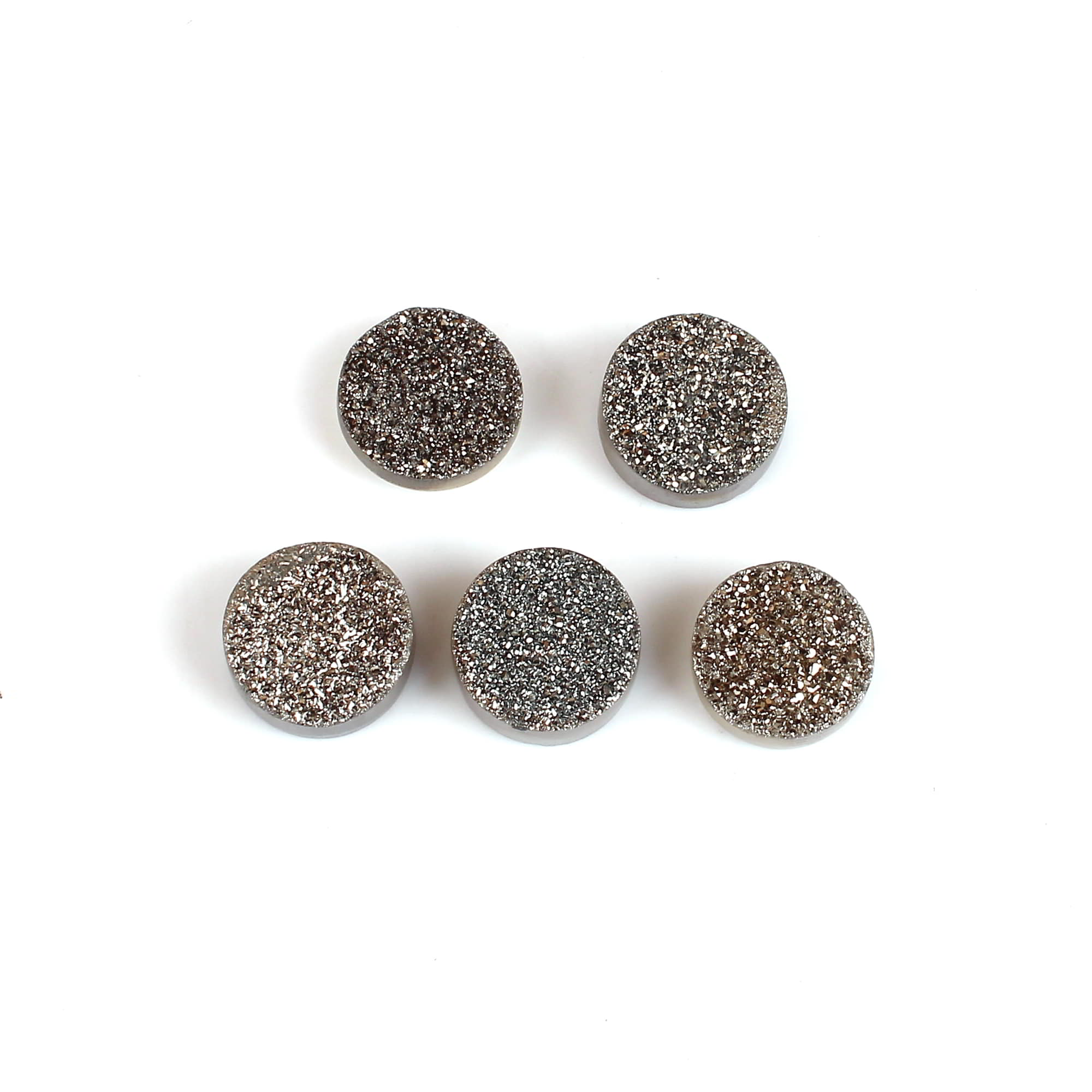 5 Pcs Black Coated Druzy 10mm Round 1730 Cts