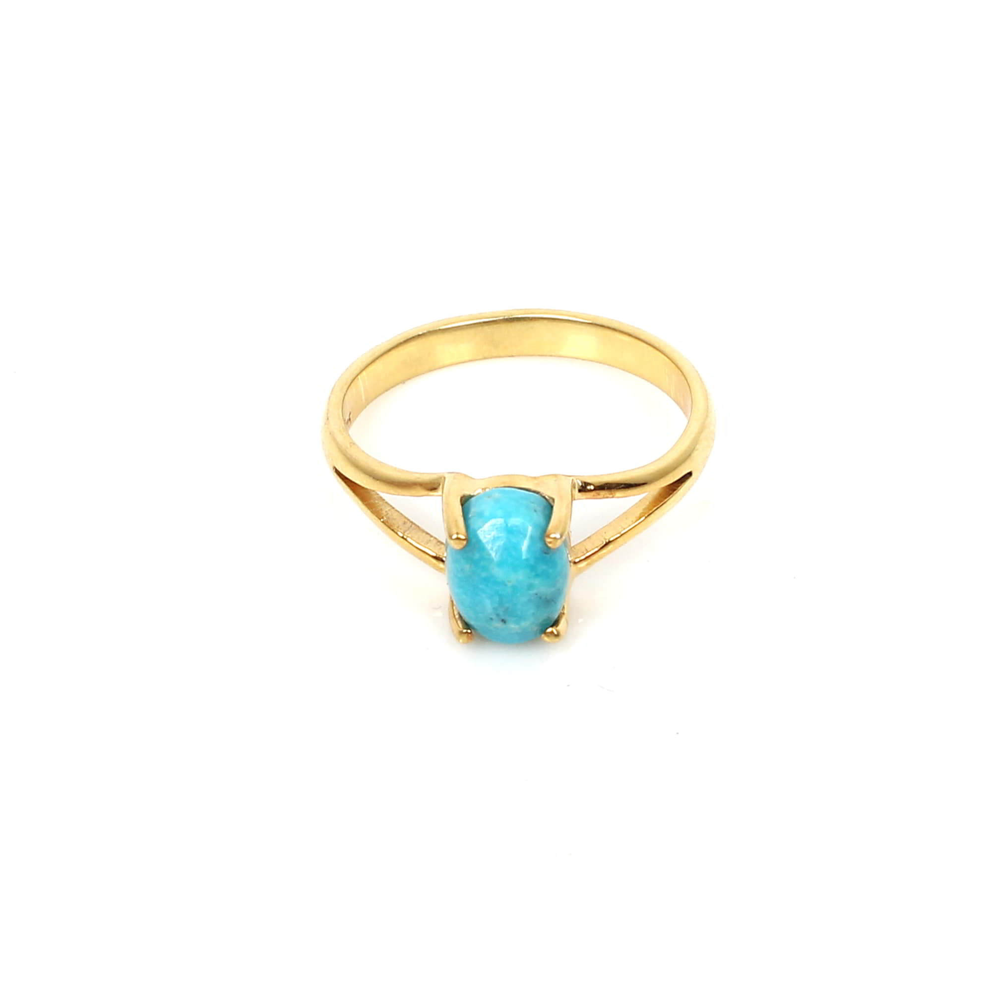 Natural Turquosie 8x6mm Oval Rose Cut 925 Sterling Silver Ring