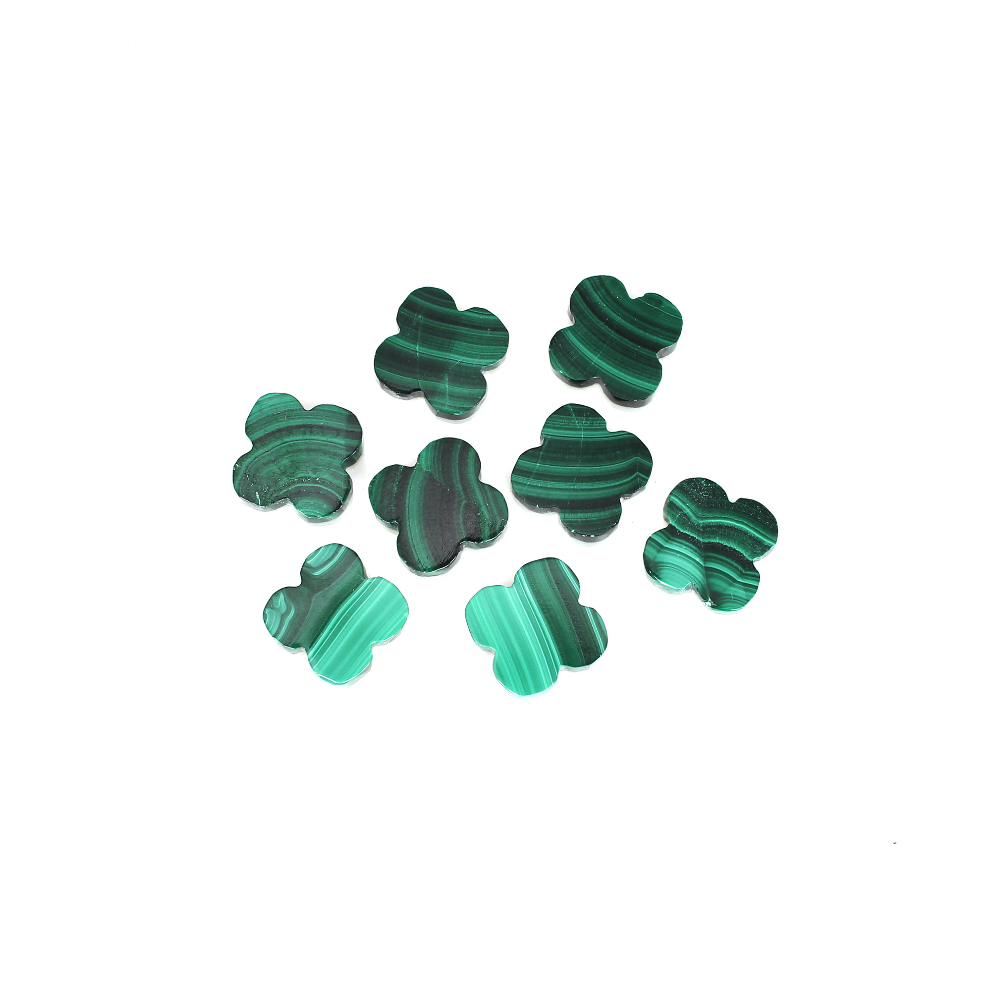 Natural Malachite With Mother of Pearl 11x11mm Clover Flat 585cts