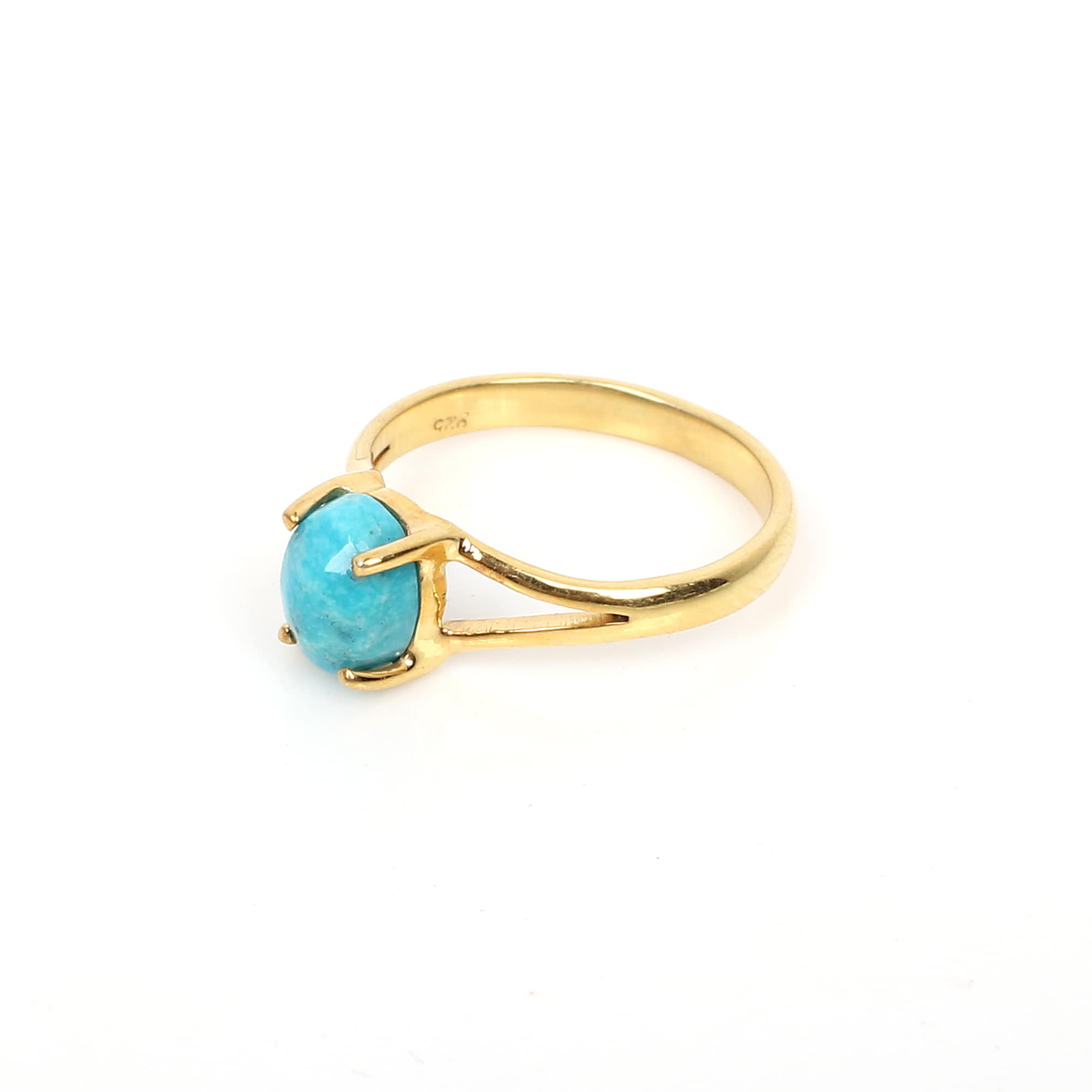 Natural Turquosie 8x6mm Oval Rose Cut 925 Sterling Silver Ring