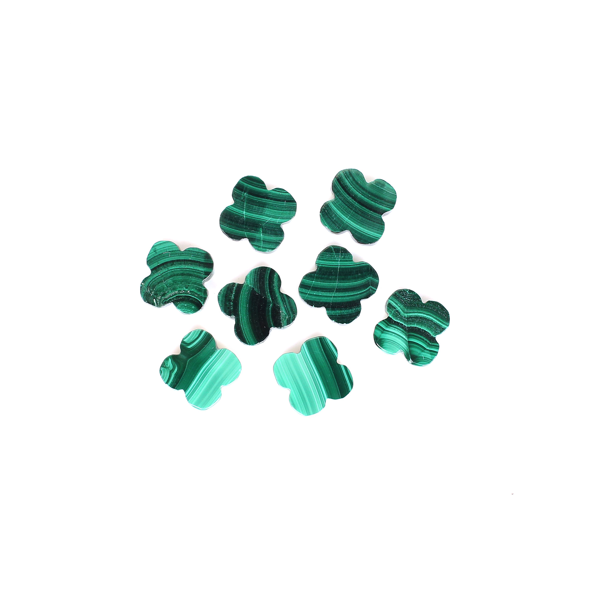 Natural Malachite With Mother of Pearl 11x11mm Clover Flat 585cts