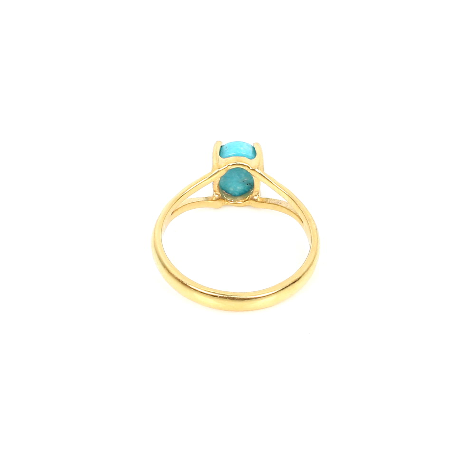 Natural Turquosie 8x6mm Oval Rose Cut 925 Sterling Silver Ring